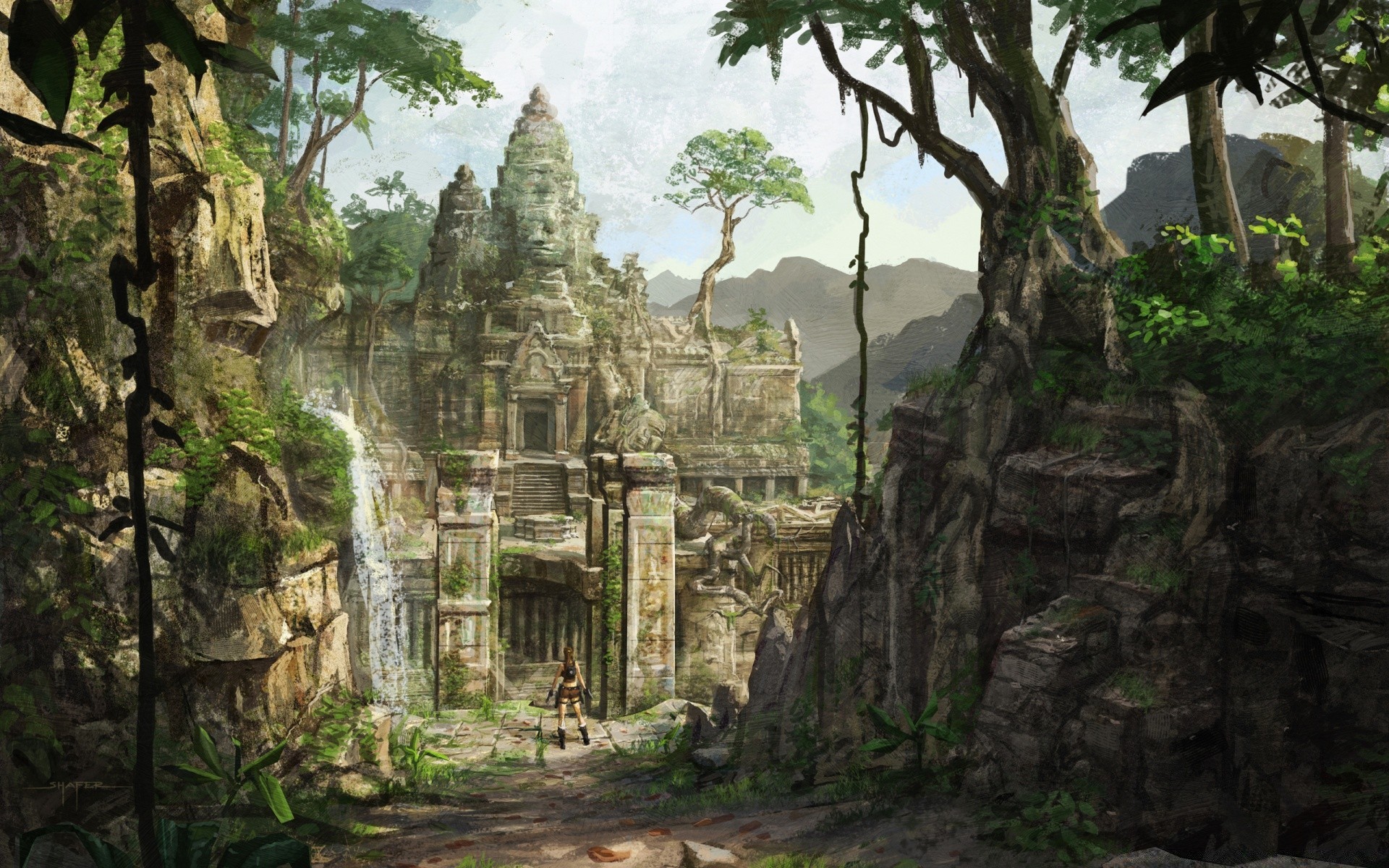 View of the ancient city from the tomb raider game wallpaper