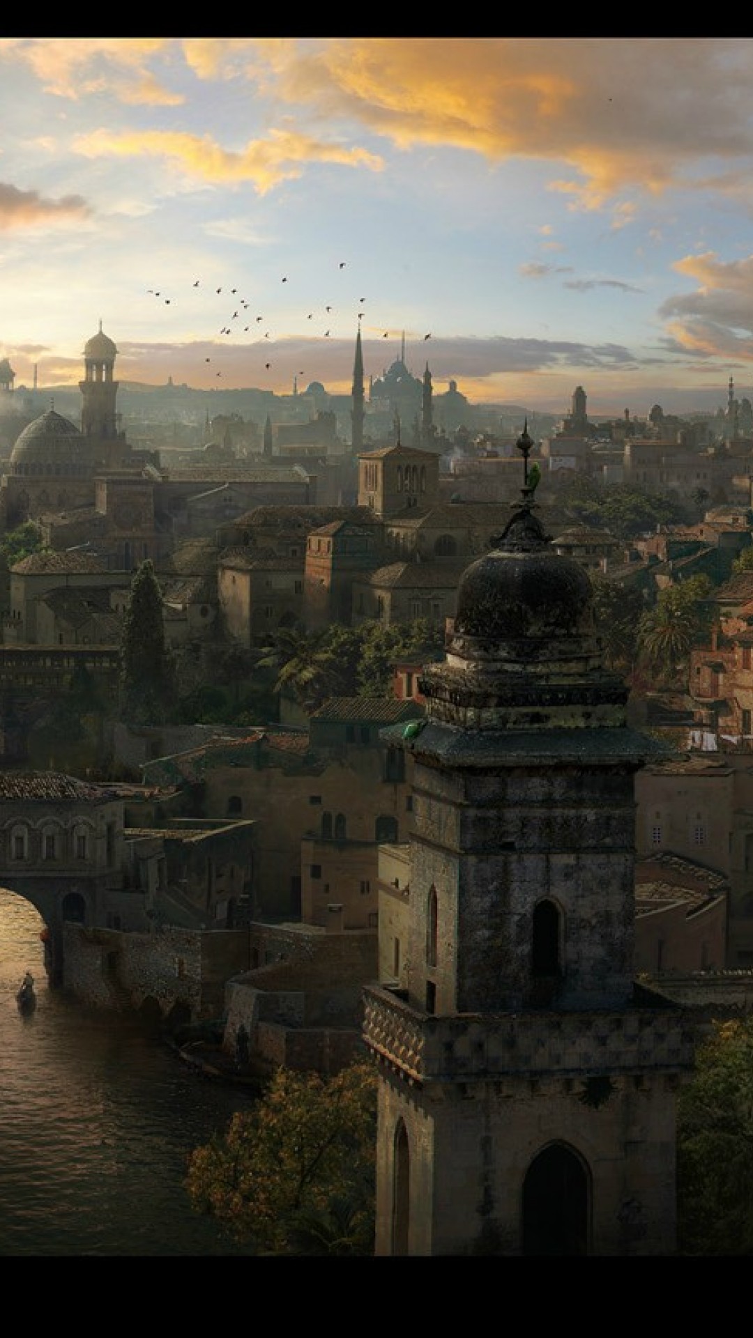 Fantasy medieval port city HD Wallpaper iPhone 6 / 6S Plus