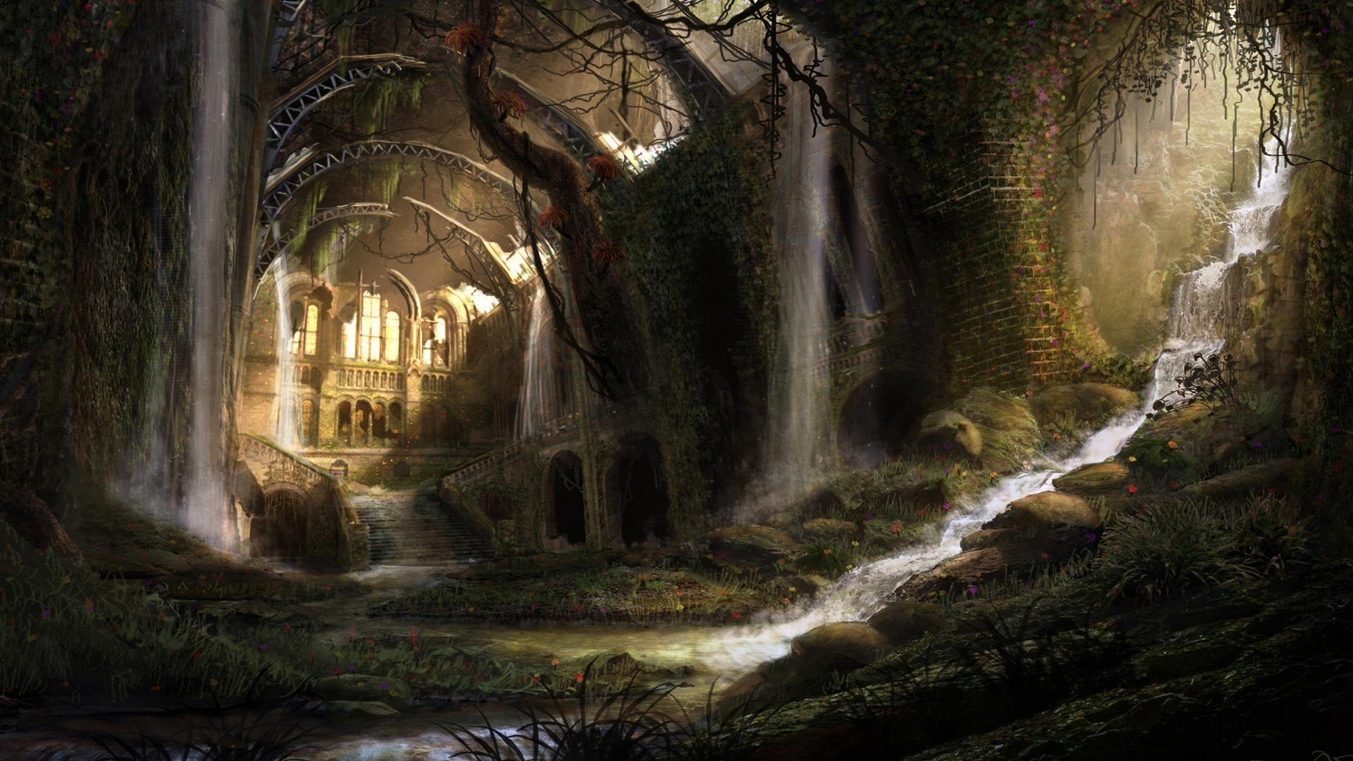 Ancient cities and architecture. Temple in the jungle wallpaper