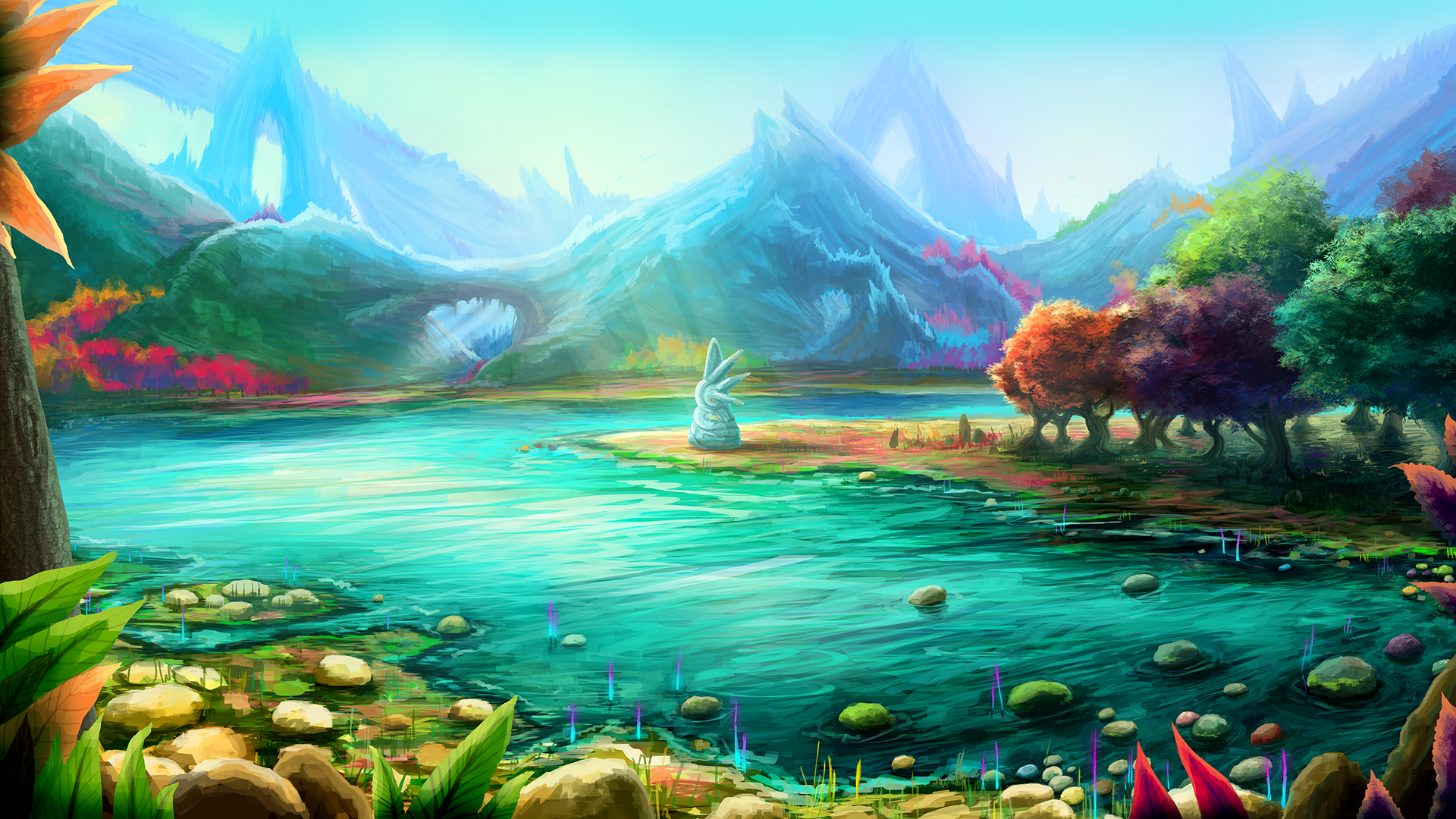 mountains, landscape, colorful, digital art Gallery HD Wallpaper