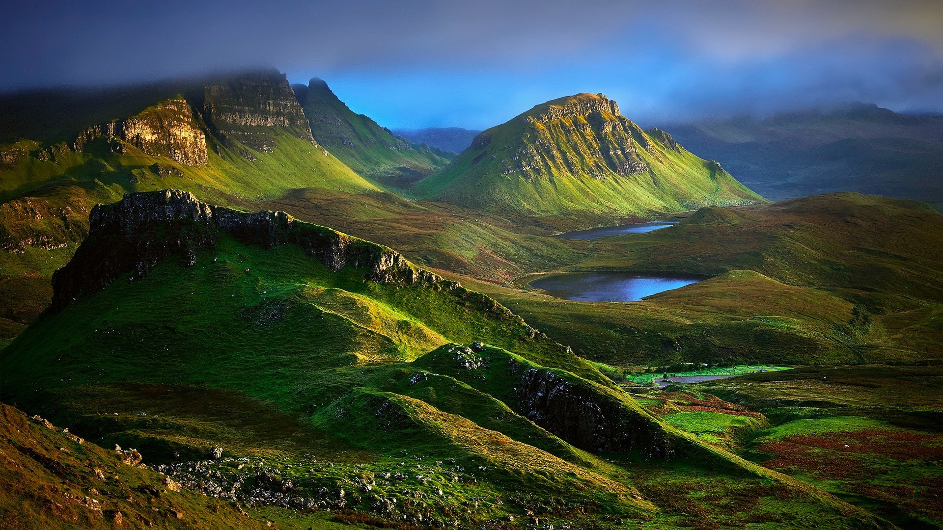 1920x1080 nature landscape mountain hill clouds skye scotland uk rock lake grass wallpaper JPG 783 kB Gallery HD Wallpaper