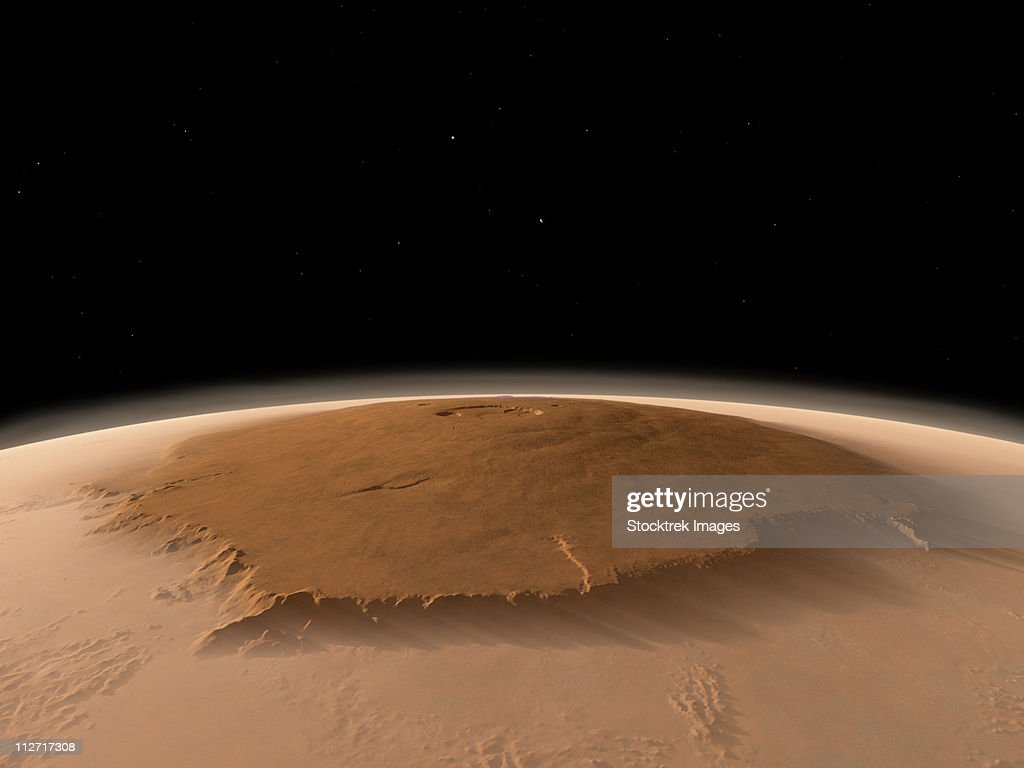 Artists Concept Of The Northwest Side Of The Olympus Mons Volcano On Mars High Res Vector Graphic