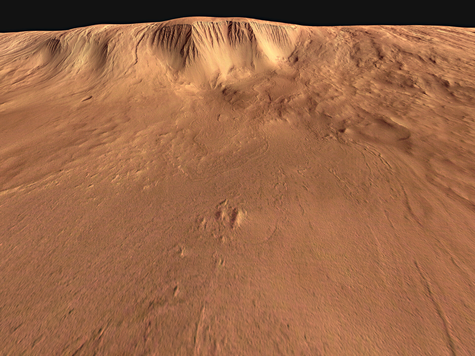 ESA view of scarp around Olympus Mons