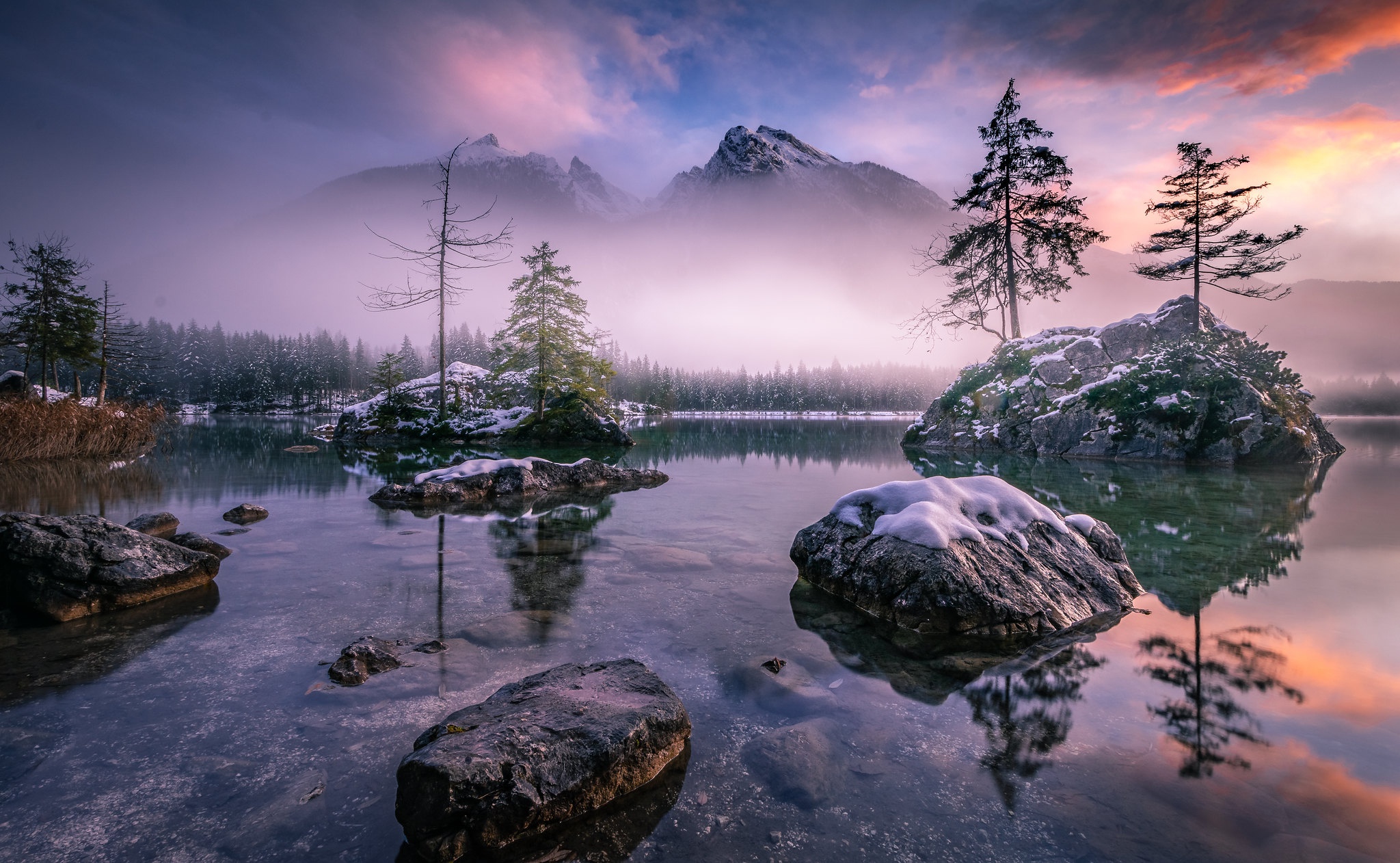Wallpaper, Berchtesgaden, nature, winter, water, mist, landscape, Germany 2048x1262