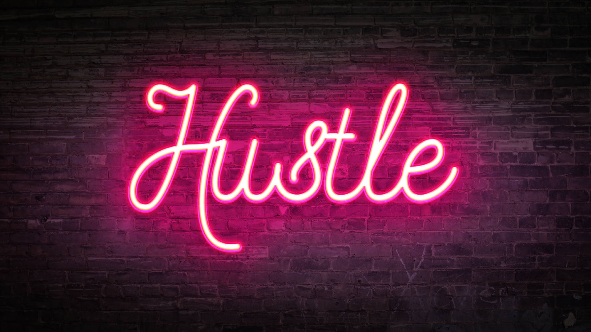 Download Neon Pink Aesthetic Hustle Sign Wallpaper