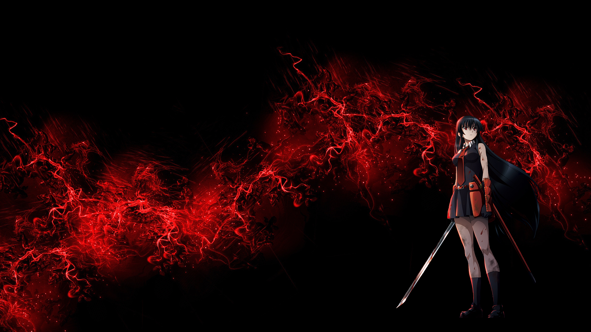 night, anime, anime girls, red, Akame ga Kill, light, darkness, screenshot, computer wallpaper, special effects, geological phenomenon Gallery HD Wallpaper