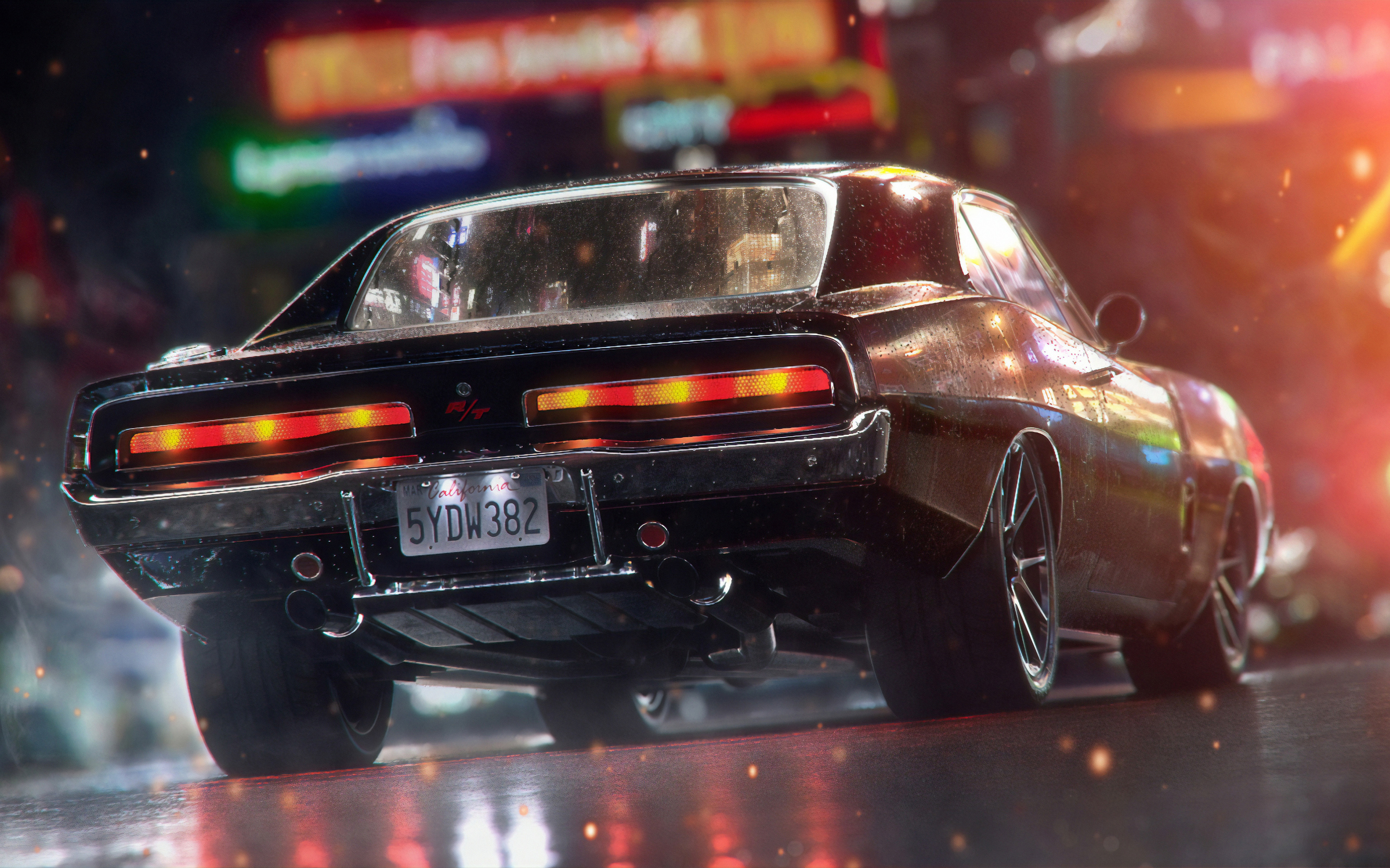 Download wallpaper Dodge Challenger, 4k, muscle cars, 1969 cars, artwork, retro cars, tuning, american cars, Dodge for desktop with resolution 3840x2400. High Quality HD picture wallpaper