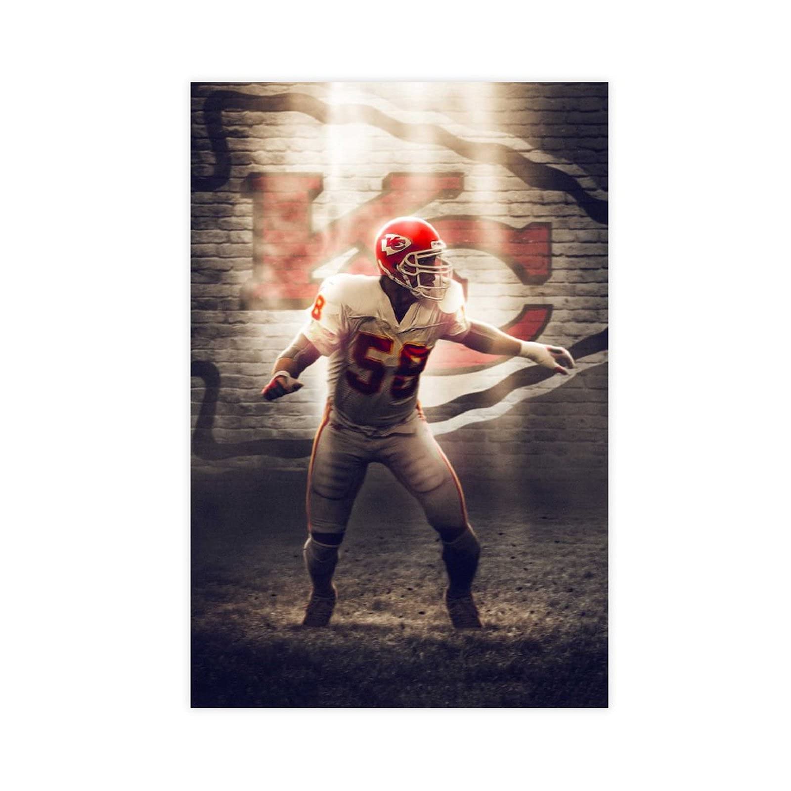 Derrick Thomas Football Poster Wall Art Canvas Wall Art Decor Print Picture Paintings for Living Room Bedroom Decoration Unframe:24x36inch(60x90cm): Posters & Prints
