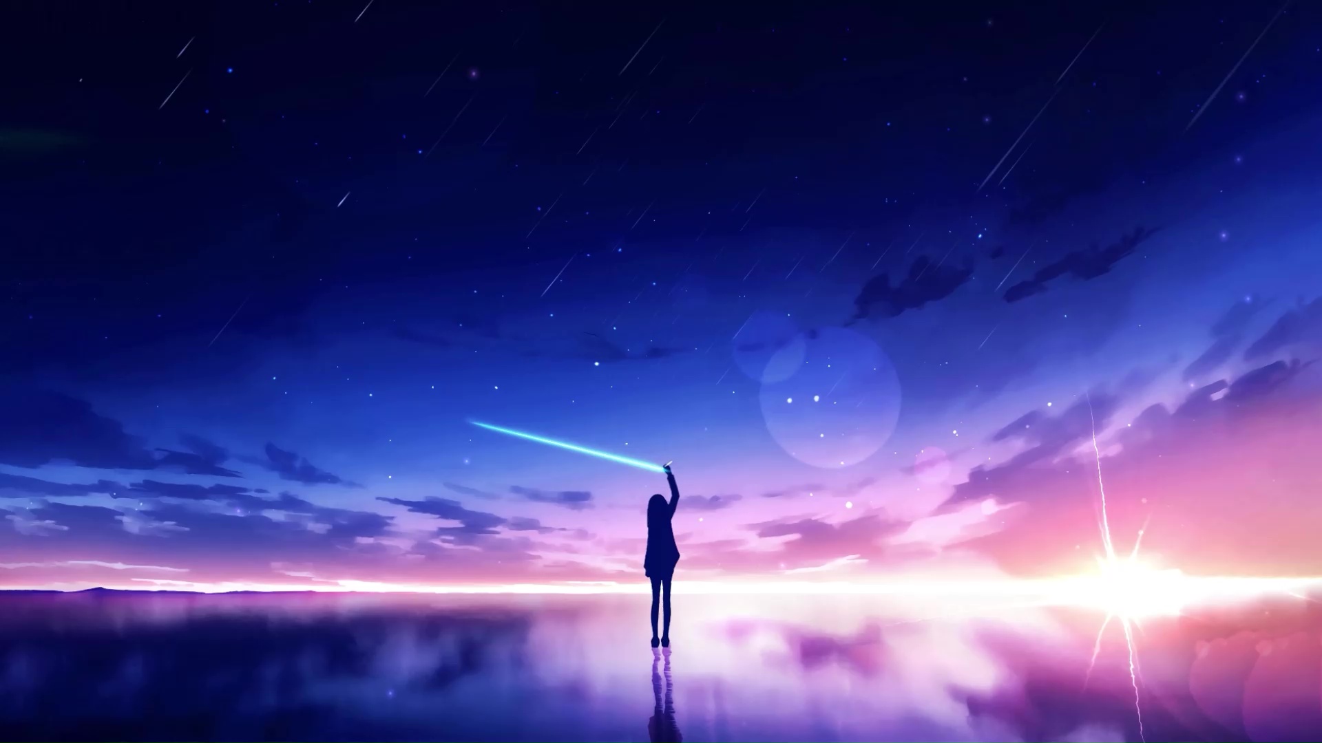 Anime Girl Drawing Shooting Stars Live Wallpaper