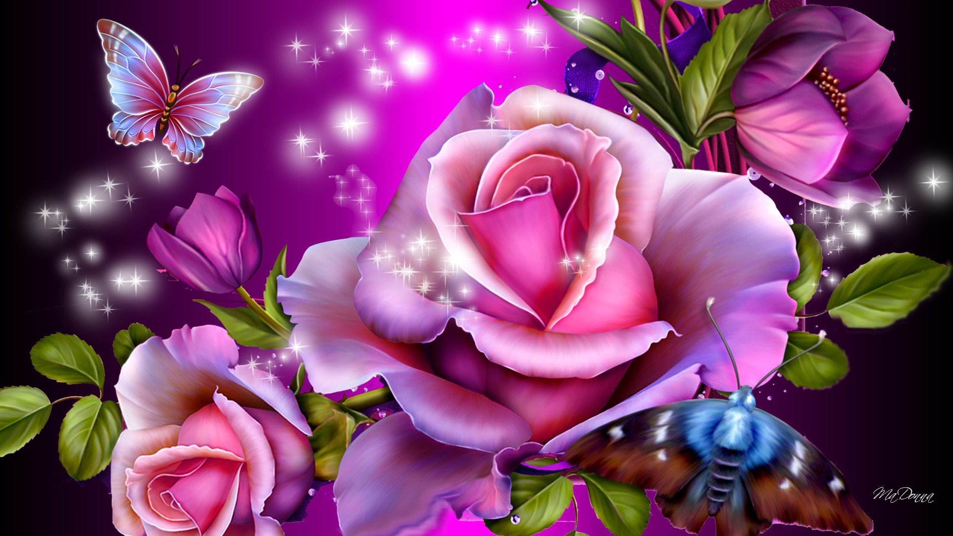 Butterflies and Roses Wallpaper
