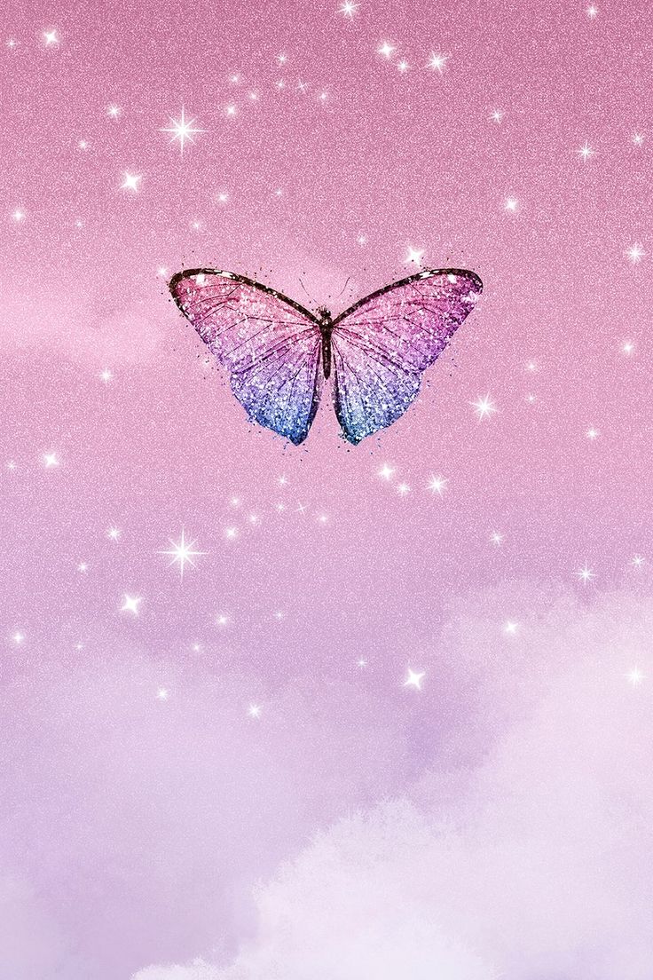 Butterfly aesthetic background, pink design with sparkling stars. free image /. Pink wallpaper iphone, Butterfly background, Butterfly wallpaper