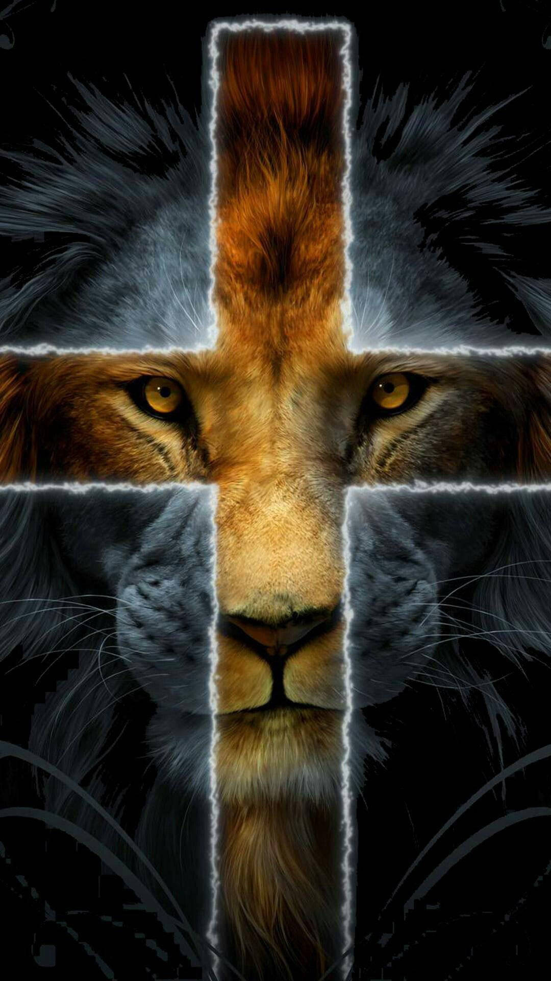 Download Cross Lion Phone Wallpaper