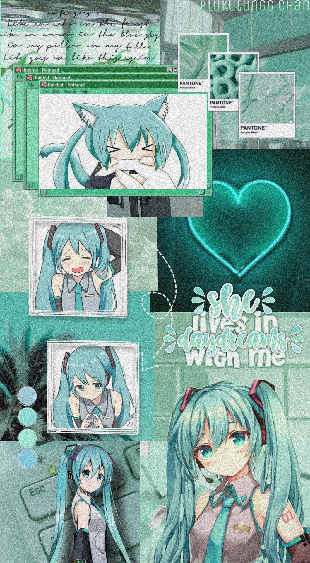 Hatsune miku. Anime artwork wallpaper, Cute cartoon wallpaper, Pink wallpaper anime