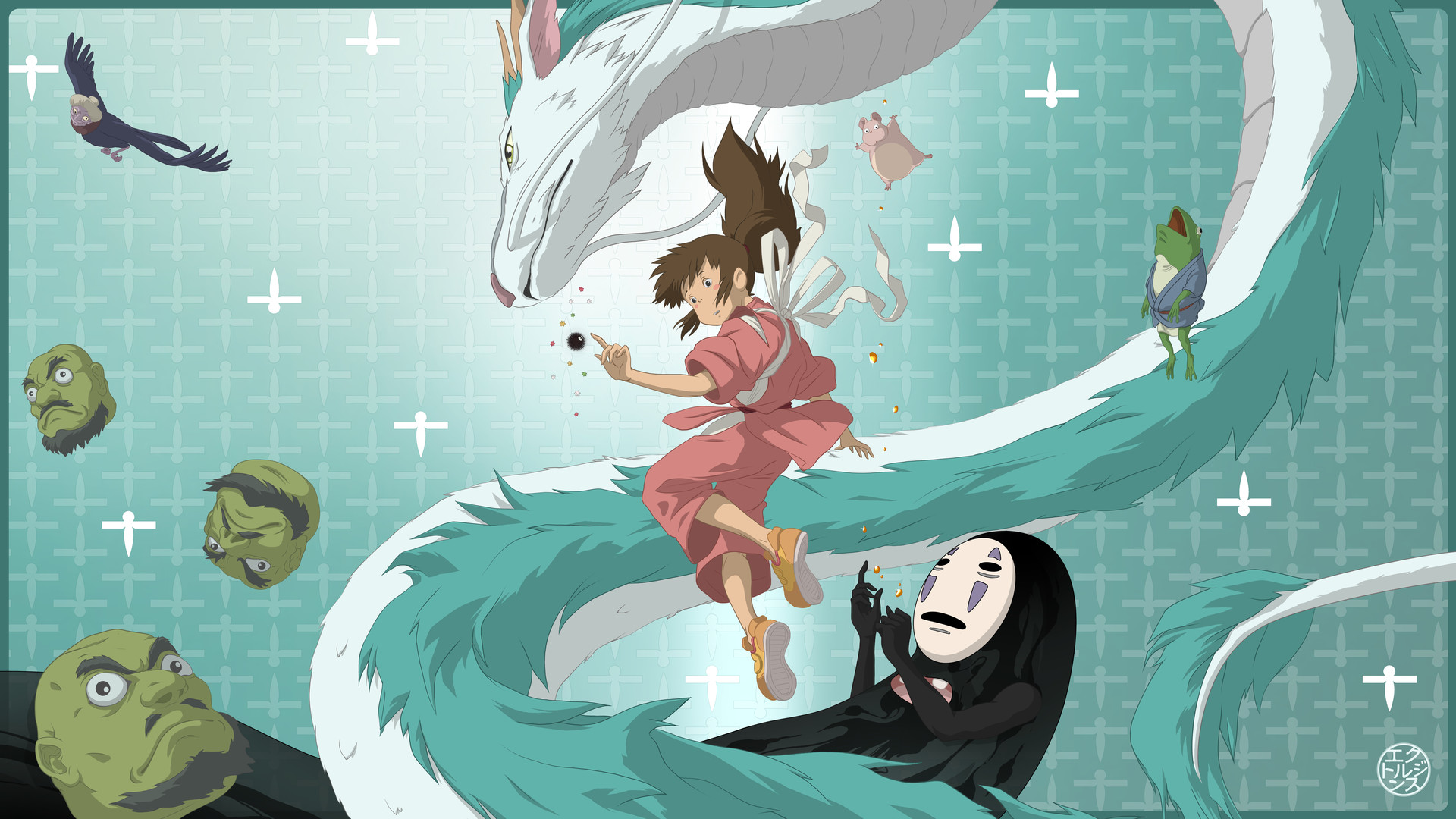Spirited Away Haku Chihiro No Face Studio Ghibli Anime Anime Girls Anime Creatures Frog Birds Dragon Wallpaper:1920x1080