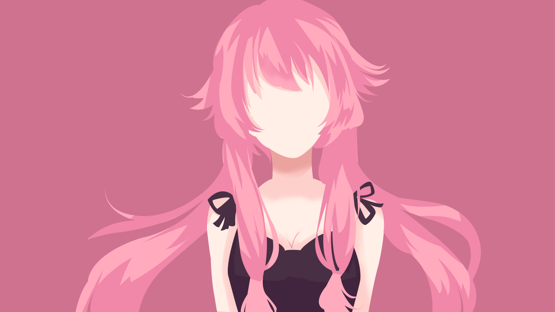 minimalism, pink hair, anime girls, Gasai Yuno, Mirai Nikki, anime Gallery HD Wallpaper