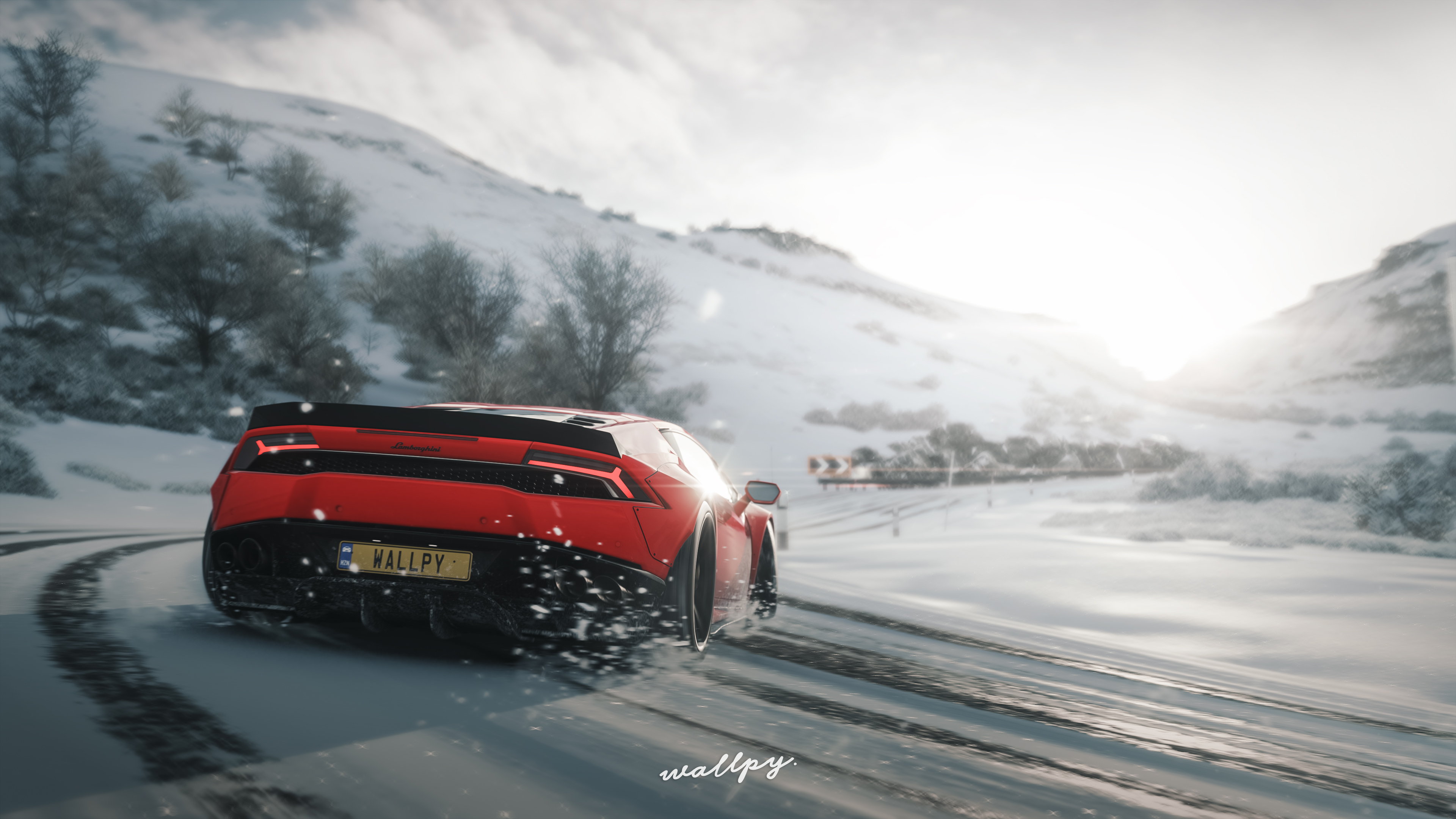 Wallpaper 4k Lamborghini Huracan Drift In Snow Forza Horizon 4 Wallpaper