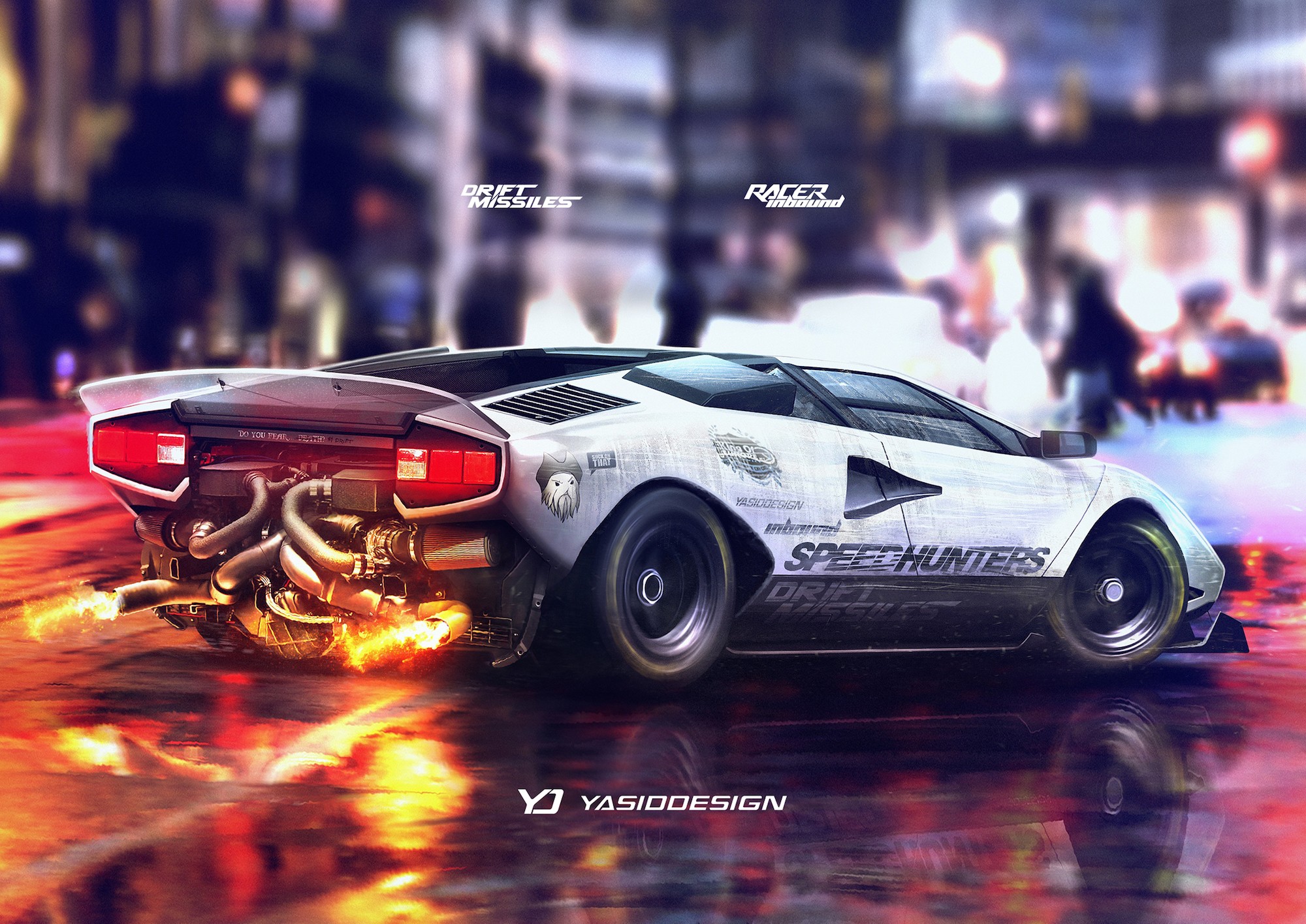 Vehicle, YASIDDESIGN, Artwork, Render, Speedhunters, Twin Turbo, Drift Missile, Drift, Car, Tuning, Lamborghini, Lamborghini Countach Gallery HD Wallpaper