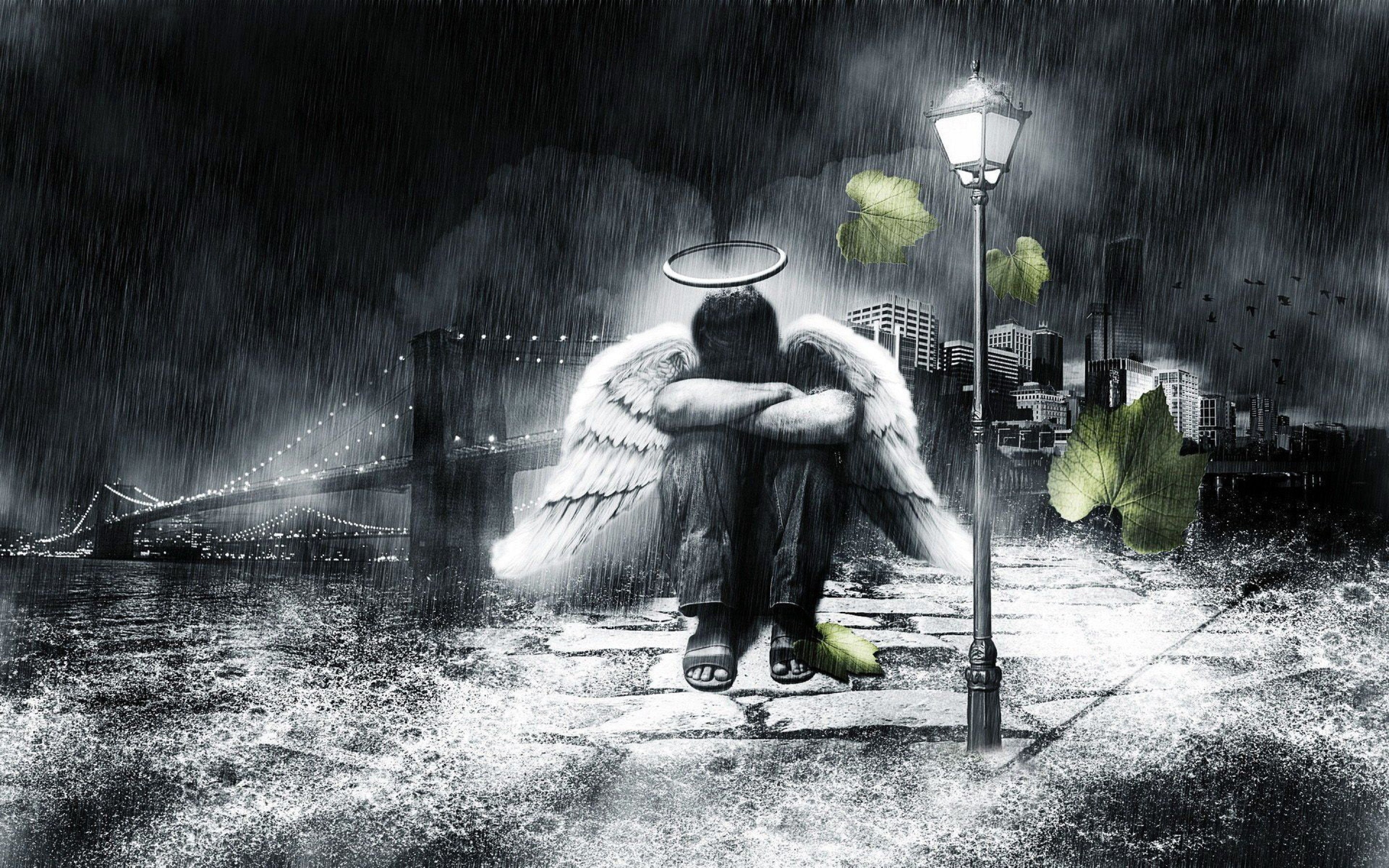 Wallpaper / angel, sad, lonely, people, sadness, alone, emotion, mood, loneliness, solitude, 2K free download
