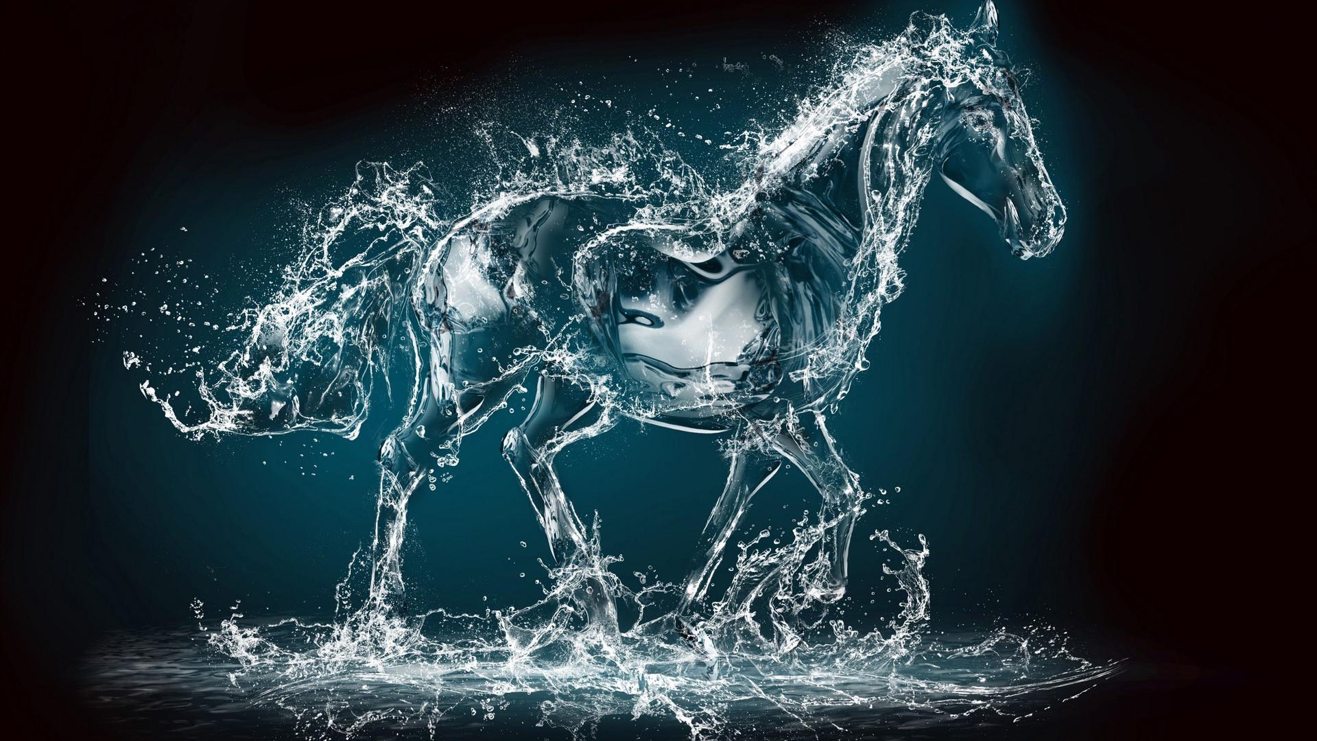 Running horse made ​​of water