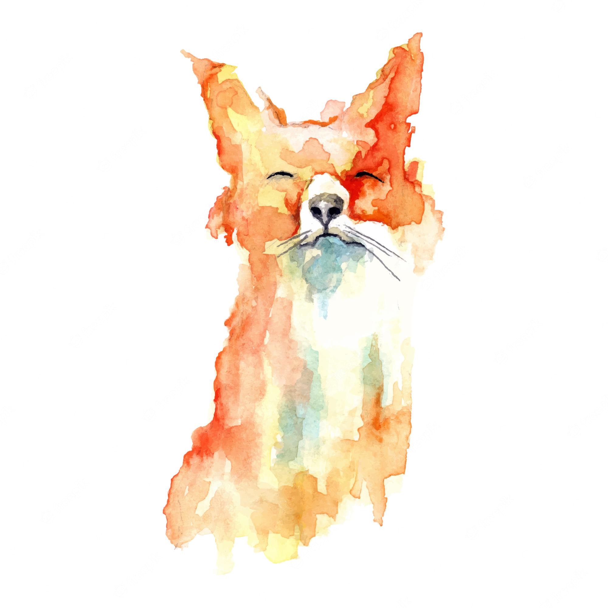 Premium Vector. Fox isolated on white background watercolor cartoon animals wallpaper vector illustration art