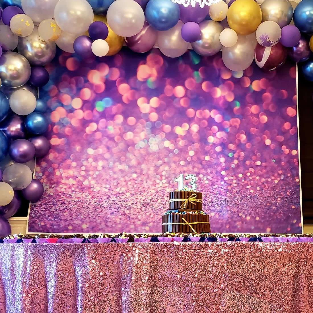Purple Glitter Happy Birthday Wallpaper Shining Wedding Baby Shower Party Prom Photography Backdrops Photo Studio Background