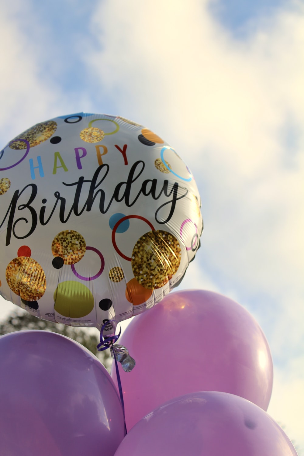 Happy birthday balloons with happy birthday text photo
