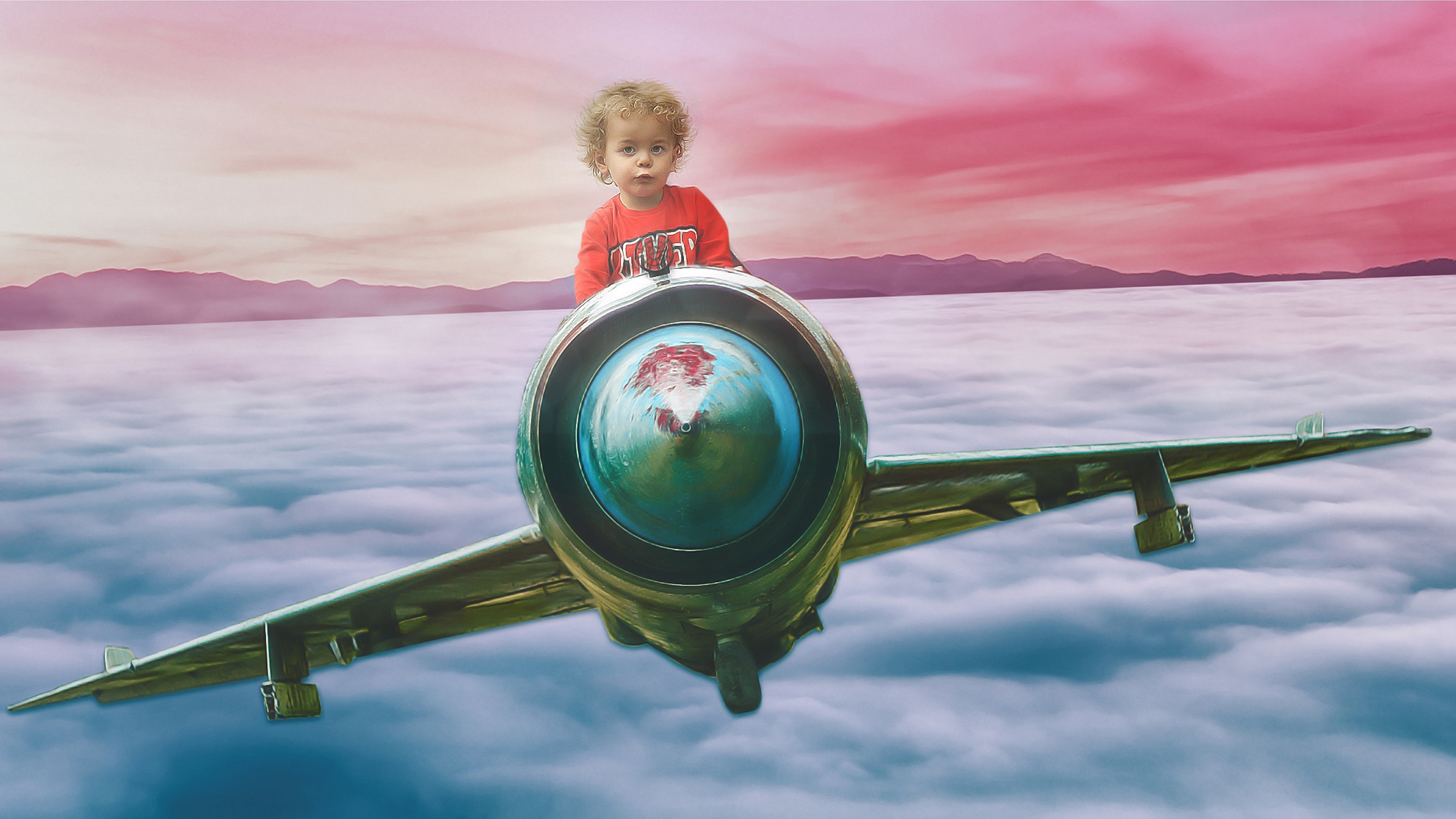 Photography Manipulation HD, Flight, Airplane, Child, Sky Gallery HD Wallpaper