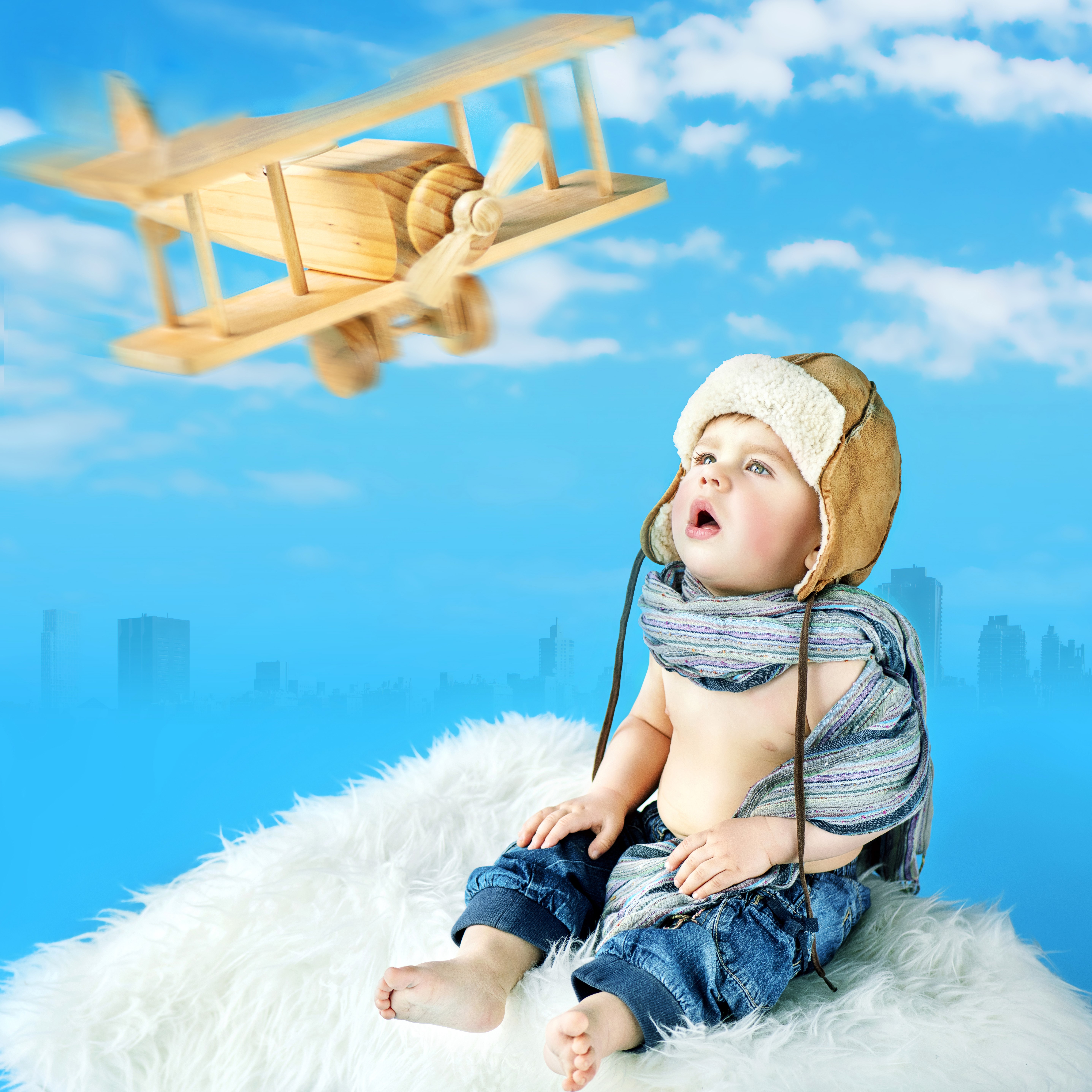 4K, 5K, Airplane, Boys, Winter hat, Glance Gallery HD Wallpaper
