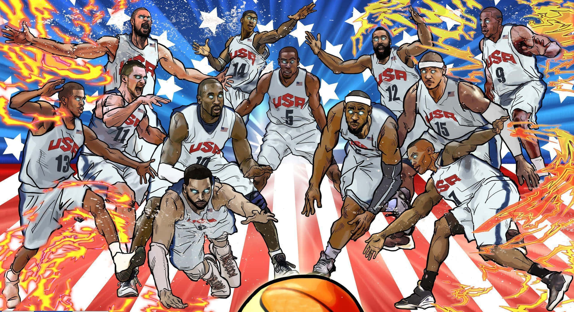 Download Nba Players USA Flag Wallpaper