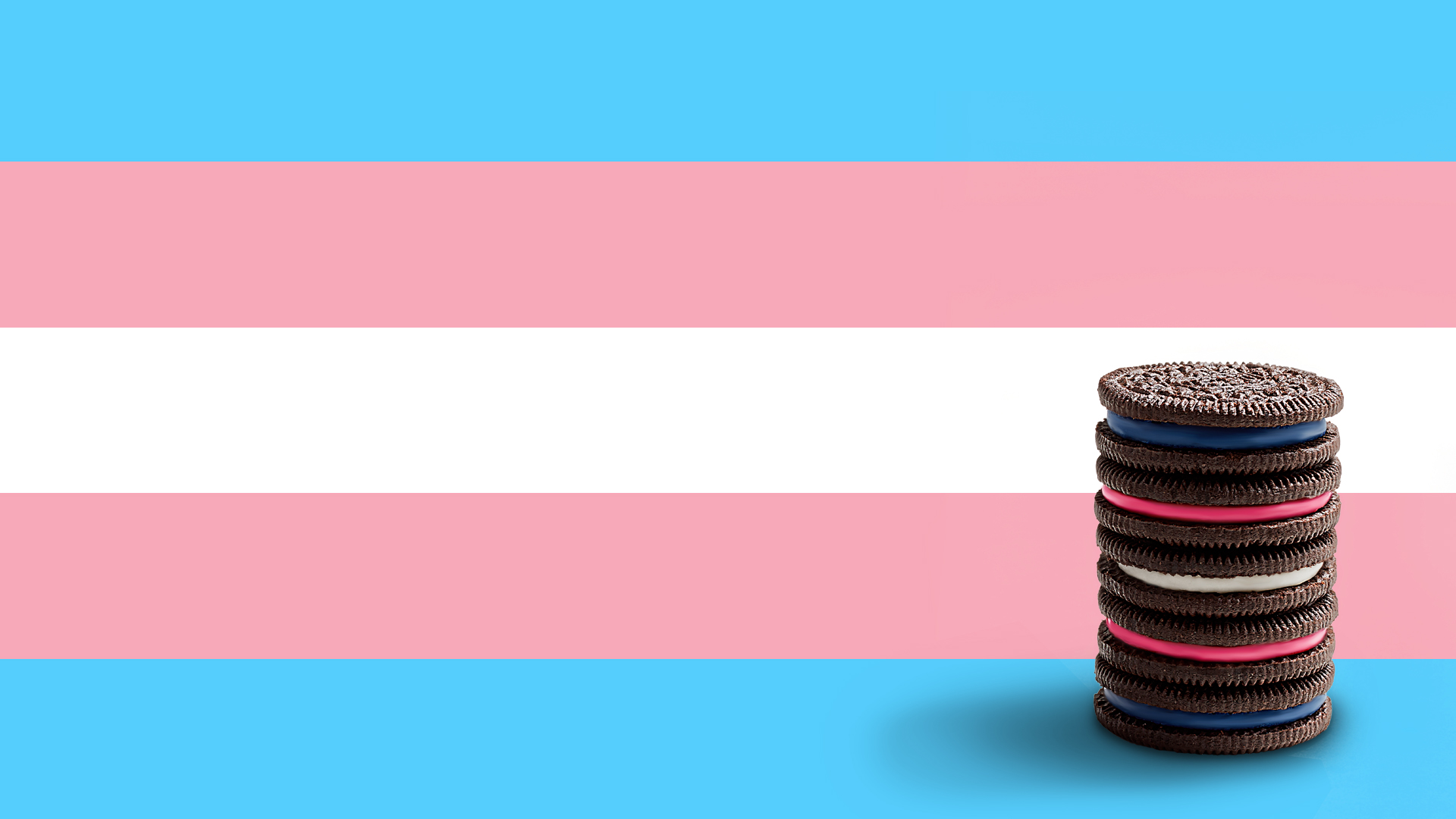 OREO Cookie Pansexual pride flag consists of three horizontal stripes: one pink, one yellow, and one light blue