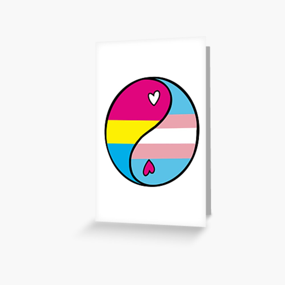 Trans Pan Pansexual Transgender Cute LGBTQ+ Pride Yin Yang Greeting Card