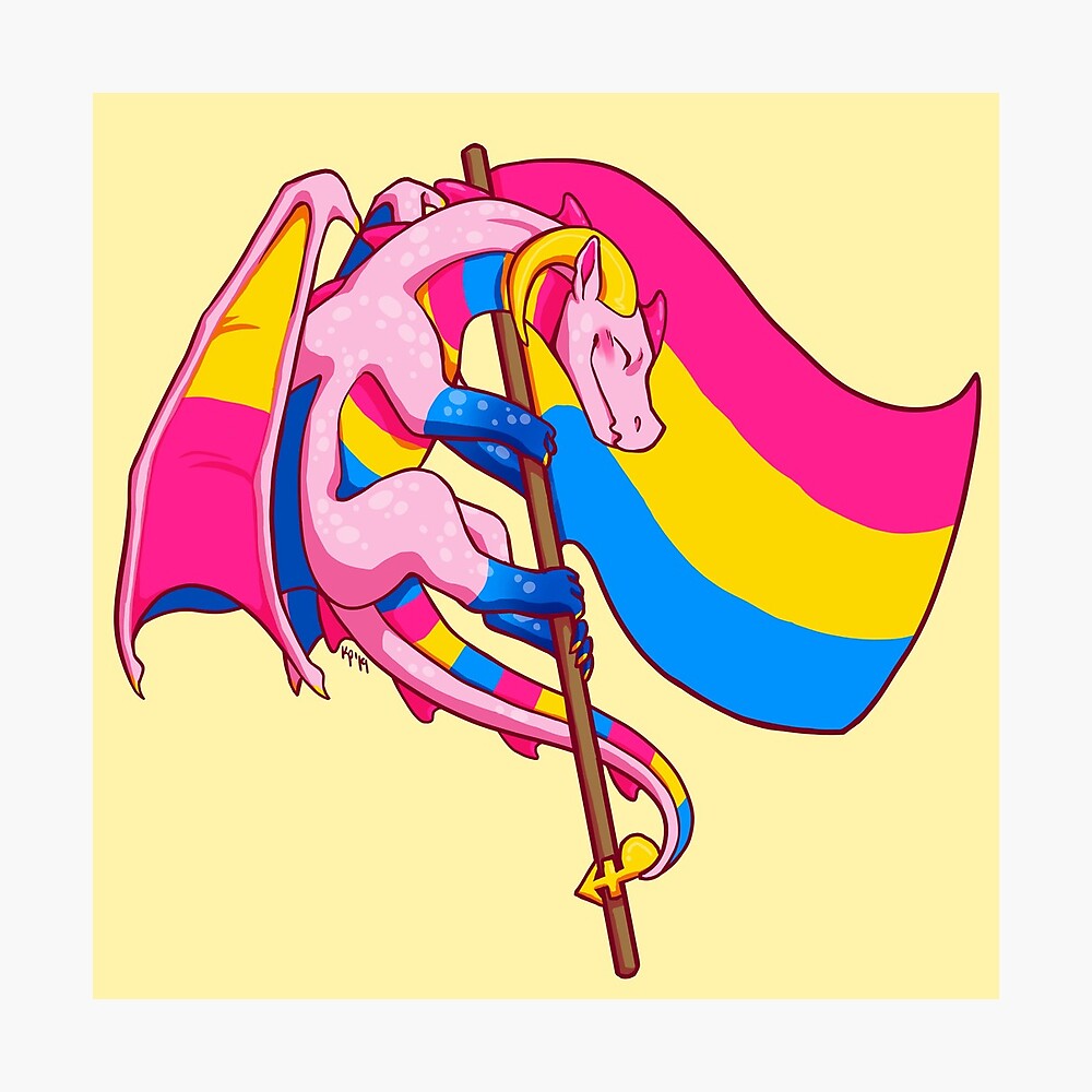 Pansexual Pride Flag Dragon (3rd Edition) Metal Print