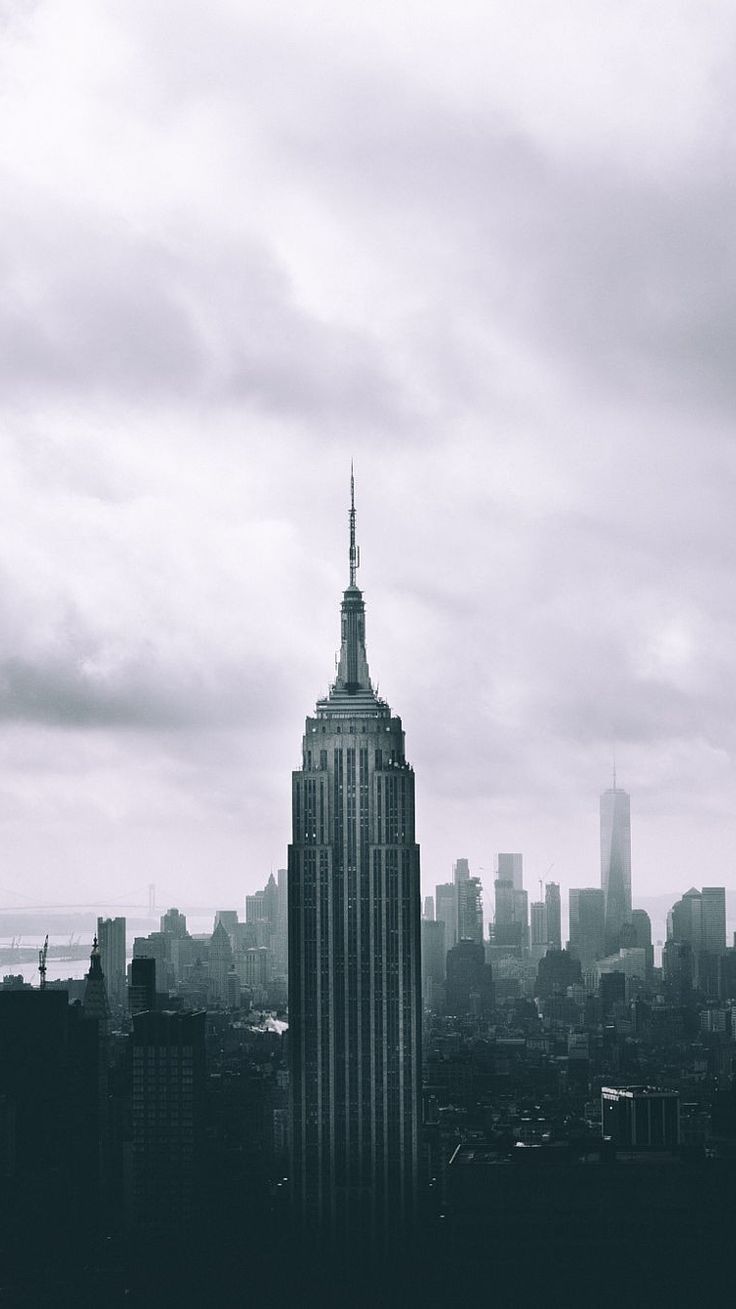 Empire State Building Mist Black And White IPhone Wallpaper