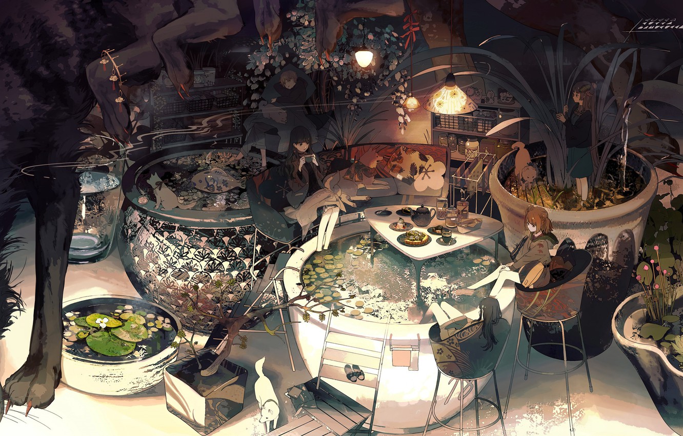 Wallpaper fantasy, room, girls image for desktop, section арт