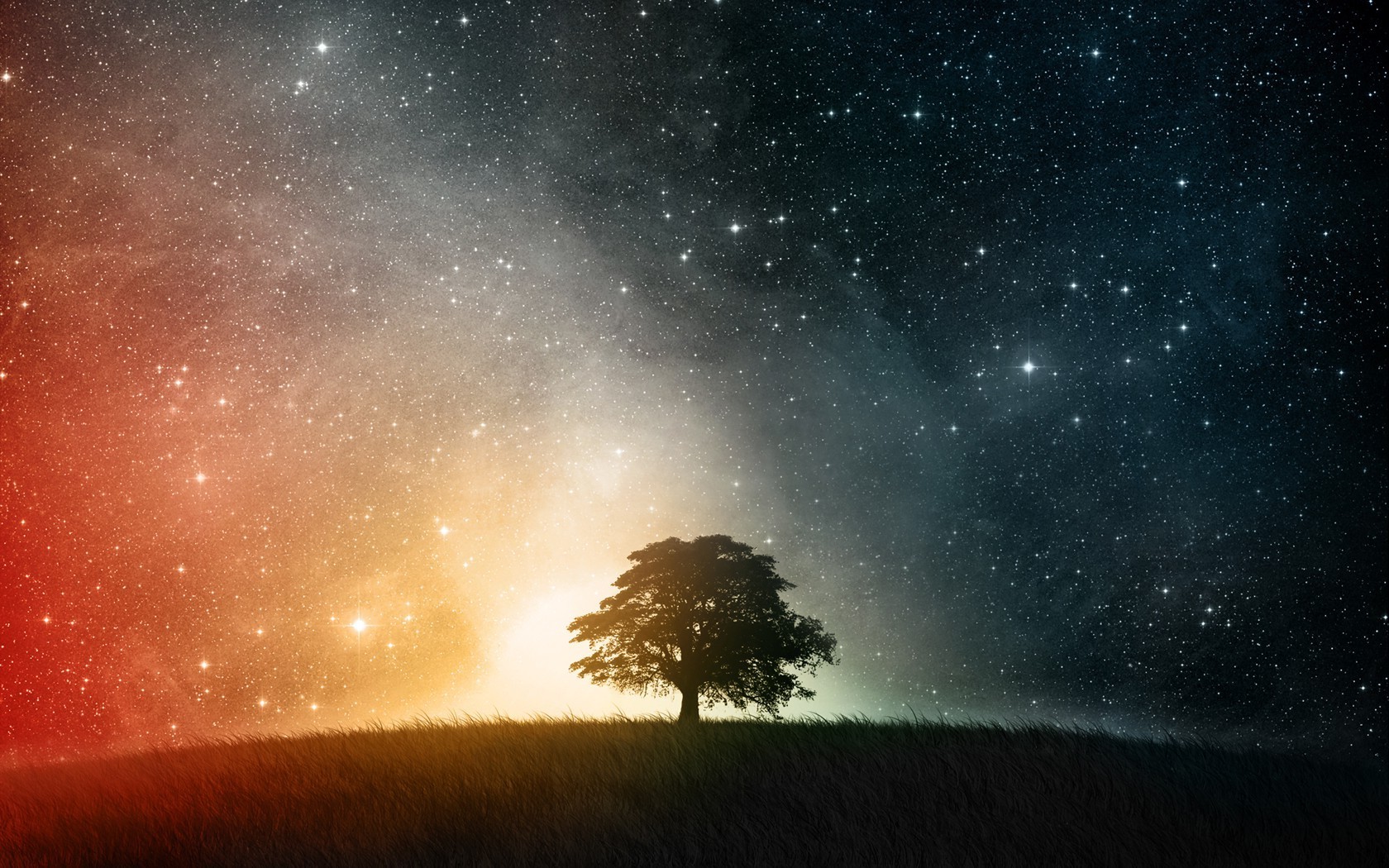 Wallpaper, 1680x1050 px, colorful, horizon, nature, planet, space, trees, universe 1680x1050