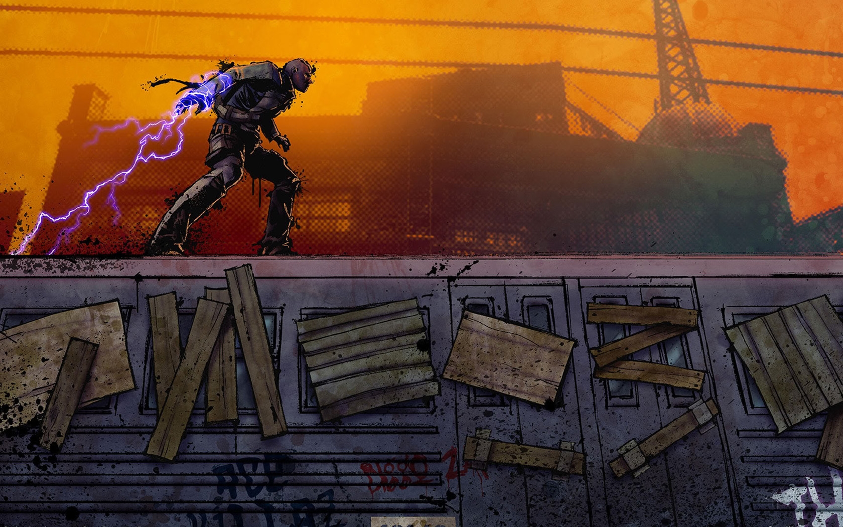 Wallpaper, couch, house, magic, inFamous, ART, color, character, screenshot, urban area 1680x1050