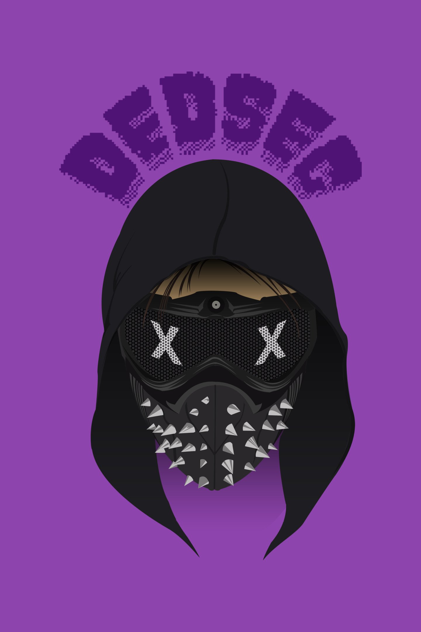Download wallpaper 1440x2630 dedsec, watch dogs minimal, purple, video game, samsung galaxy note 1440x2630 HD background, 3400