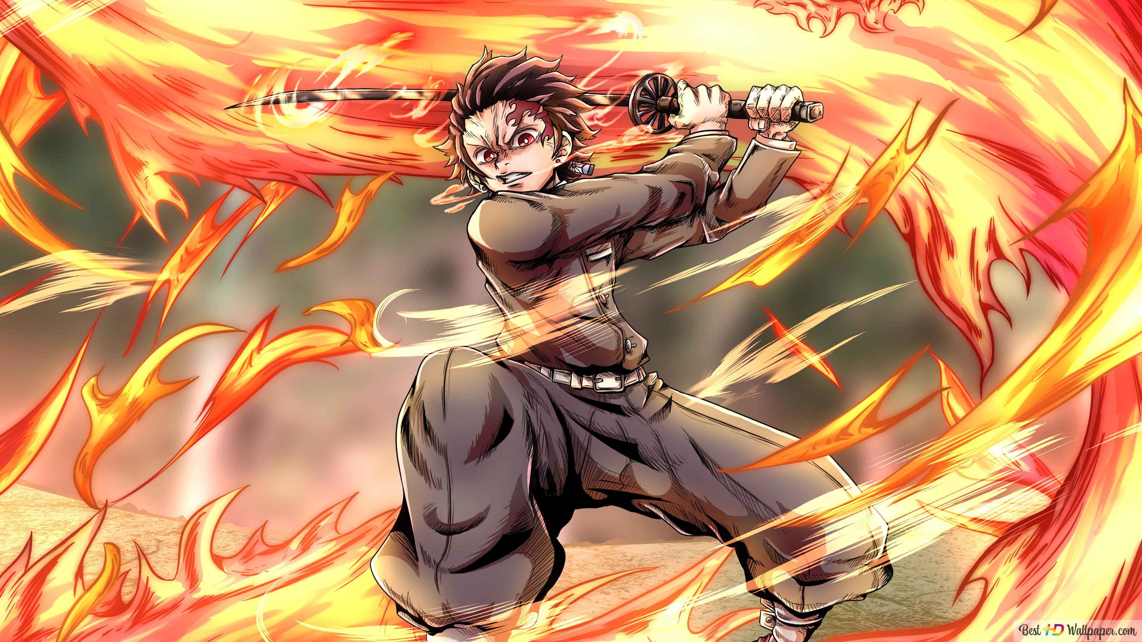 Demon Slayer, Tanjiro Kamado Sun Breathing 4K wallpaper download