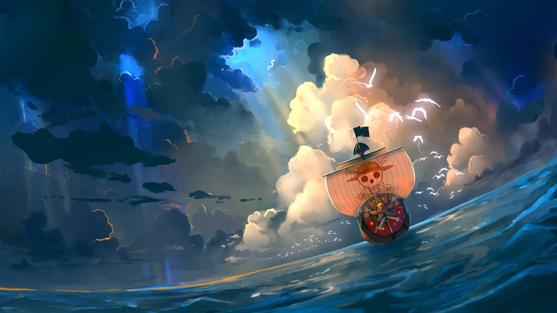 Download Thousand Sunny Art One Piece Blue Wallpaper