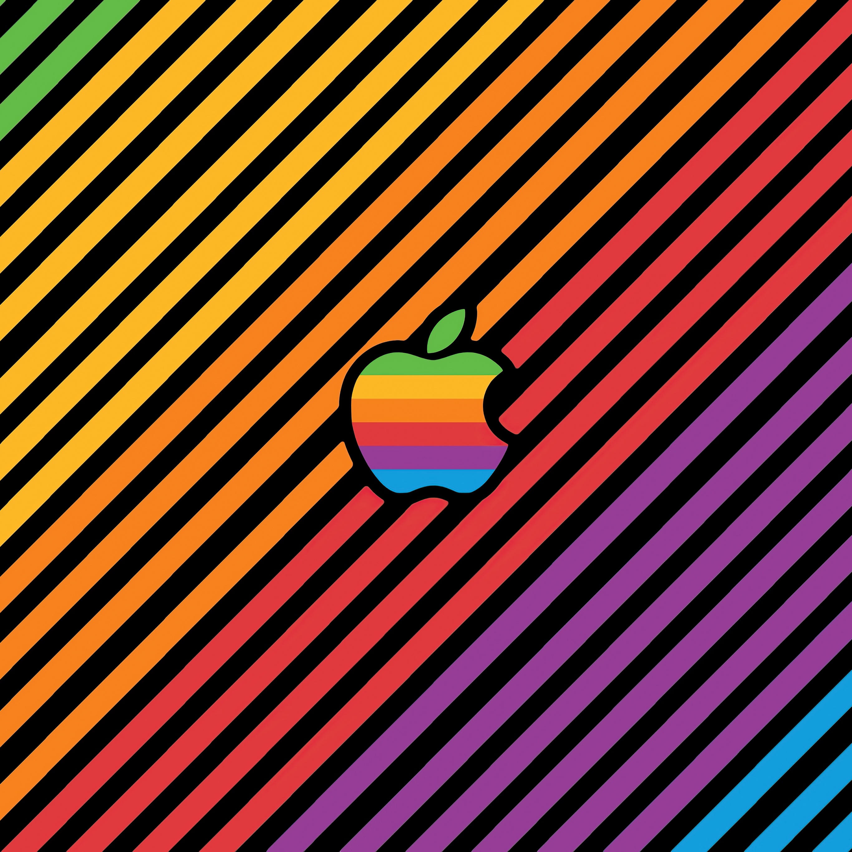Apple Wallpaper 4K, Multicolor, Stripes, Colorful