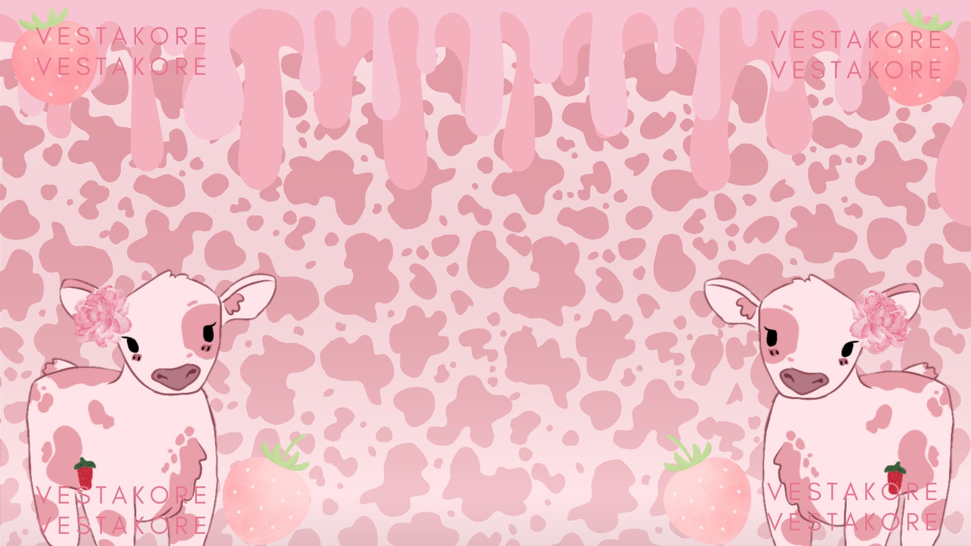 Strawberry Cow Wallpaper Pink Wallpaper