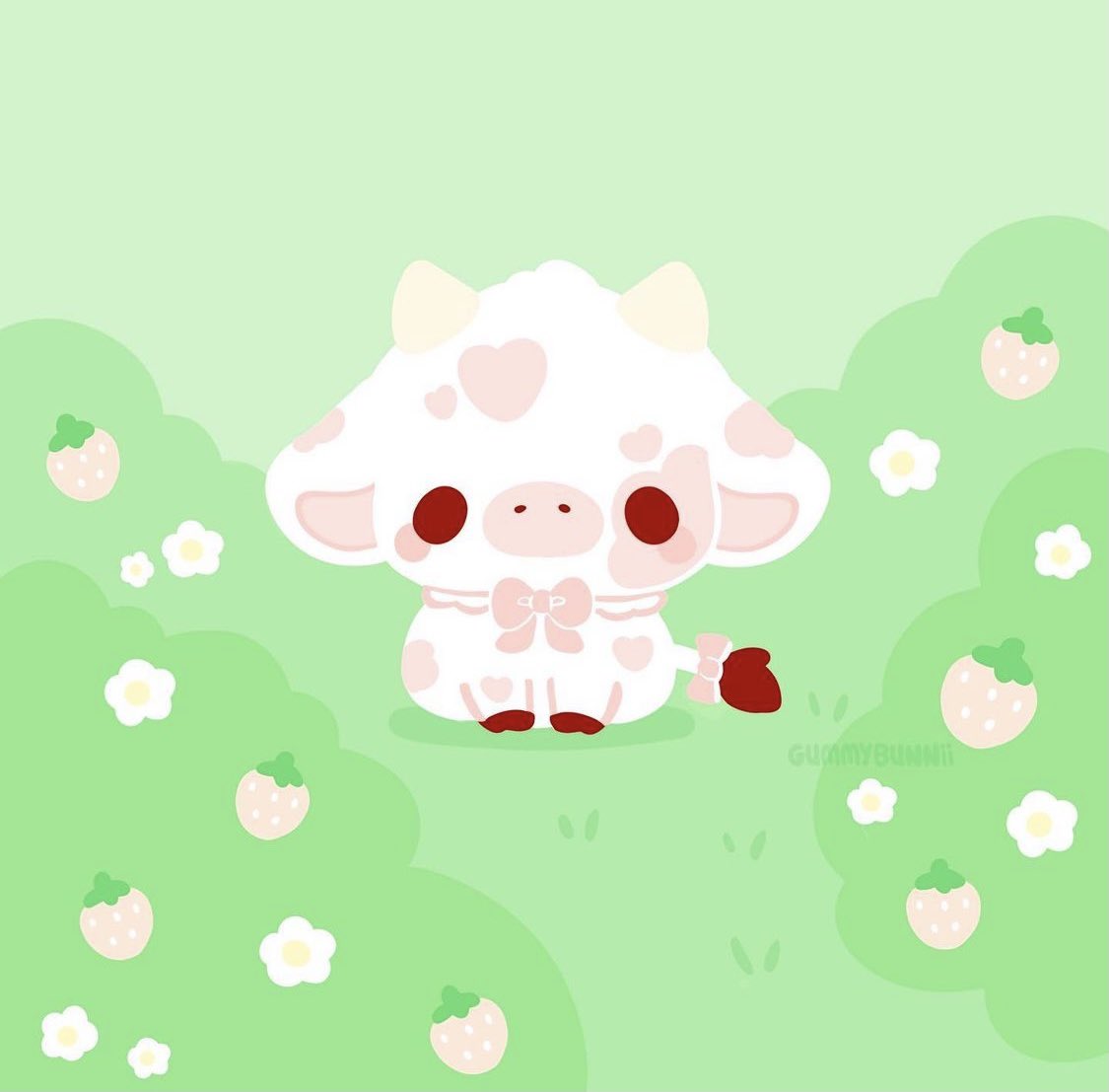 Download Caption Adorable Strawberry Cow lounging in a lush meadow   Wallpaperscom