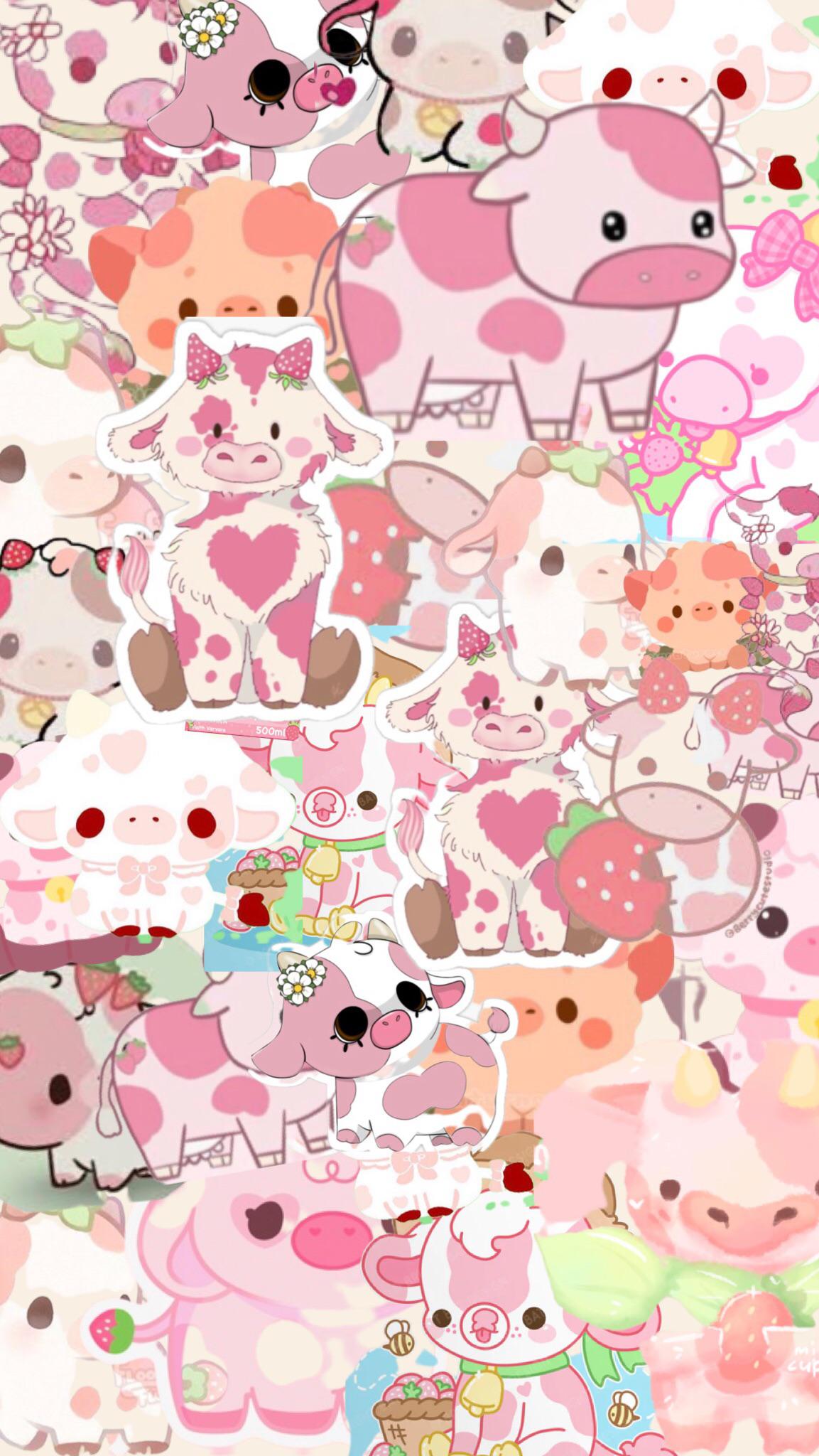 Strawberry cow wallpaper made