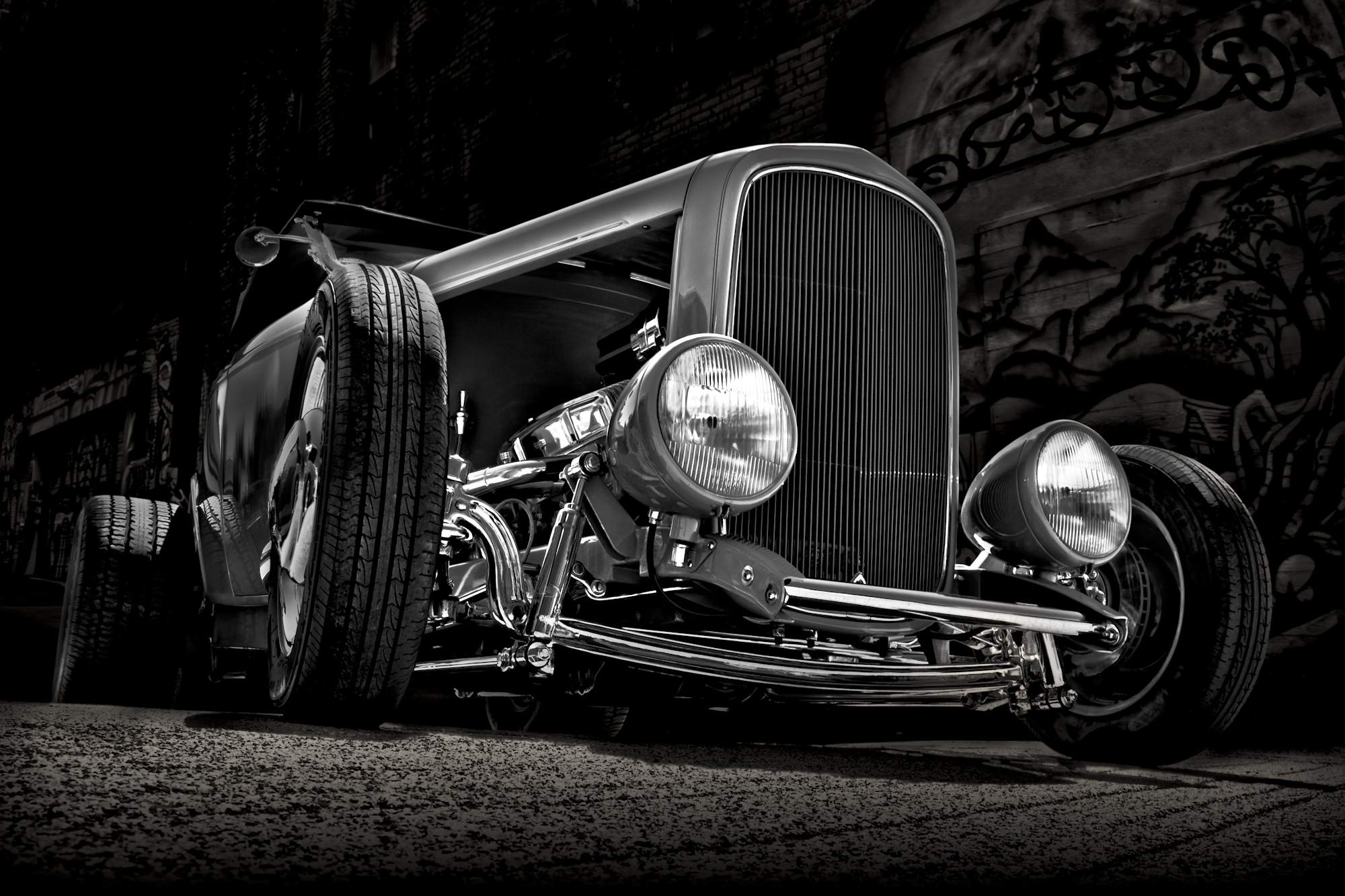 Wallpaper, bw, ART, cars, Ford, car, 1932, vintage, rat, automobile, hotrod, rod, photoart, convertable, 1932ford, autoart, neilbanichphotography, neilbanich 2000x1333