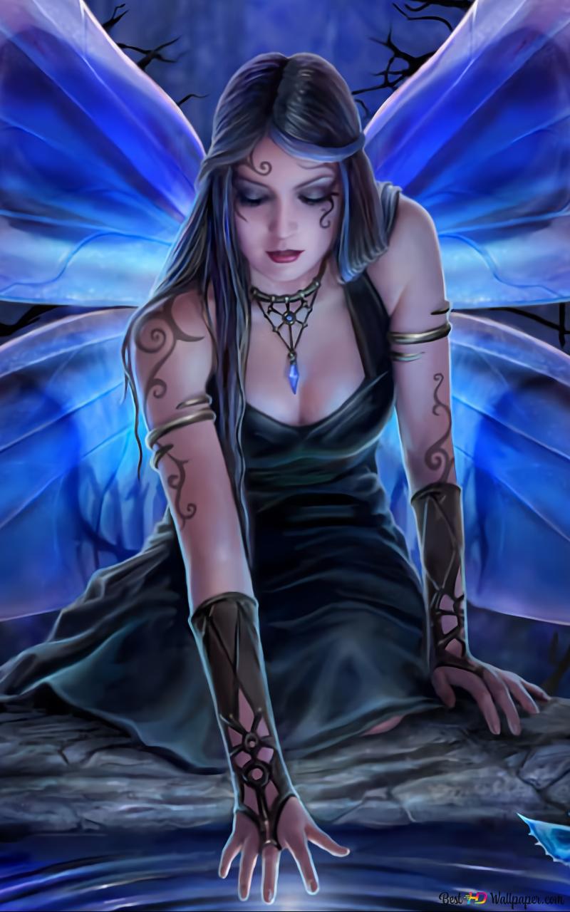 Butterfly Woman With Blue Wings HD Wallpaper Download