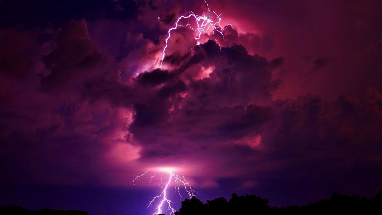 Lightning storm rain clouds sky nature thunderstorm wallpaperx1080