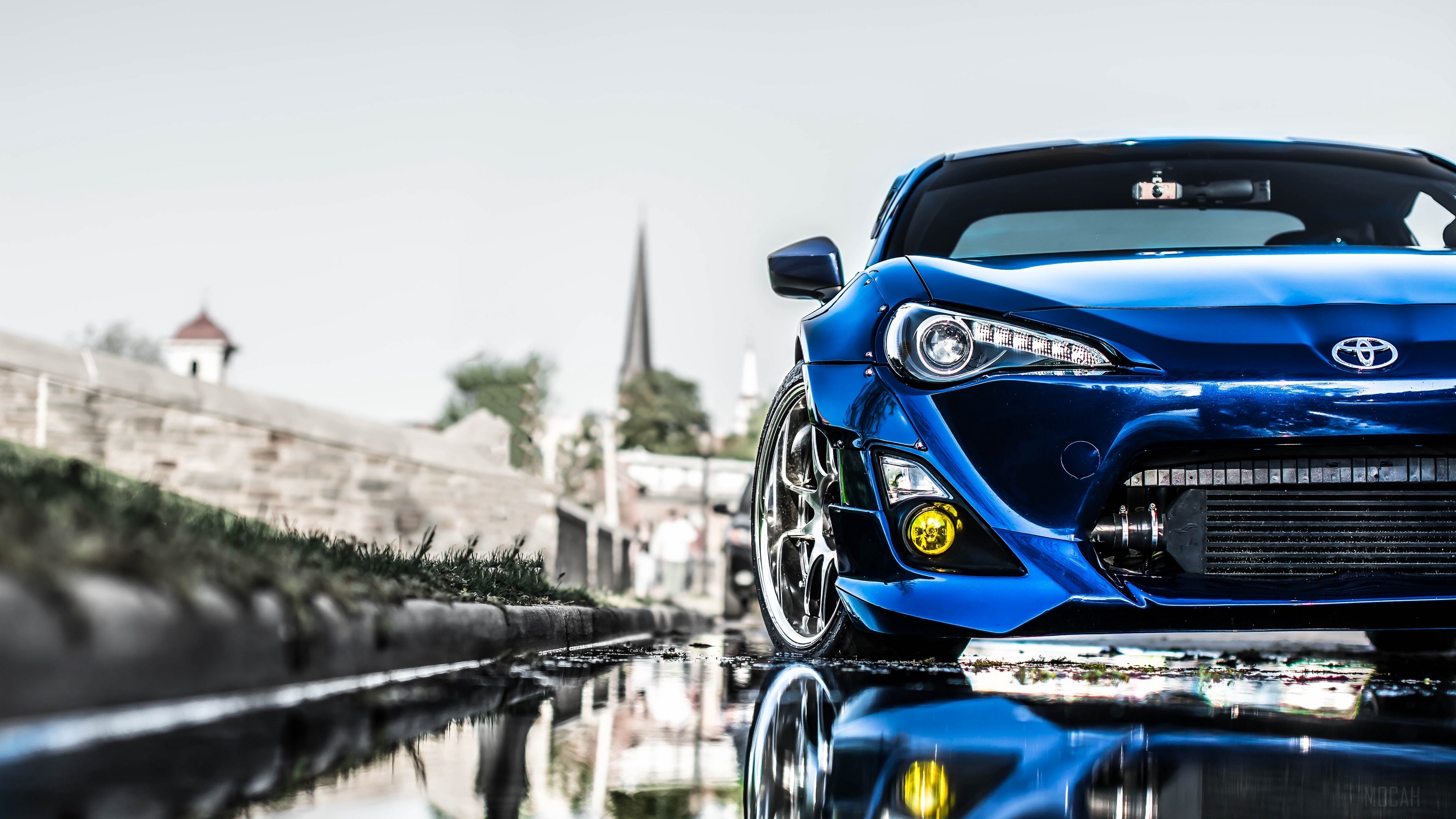 toyota, blue, front bumper, tuning 4k Gallery HD Wallpaper