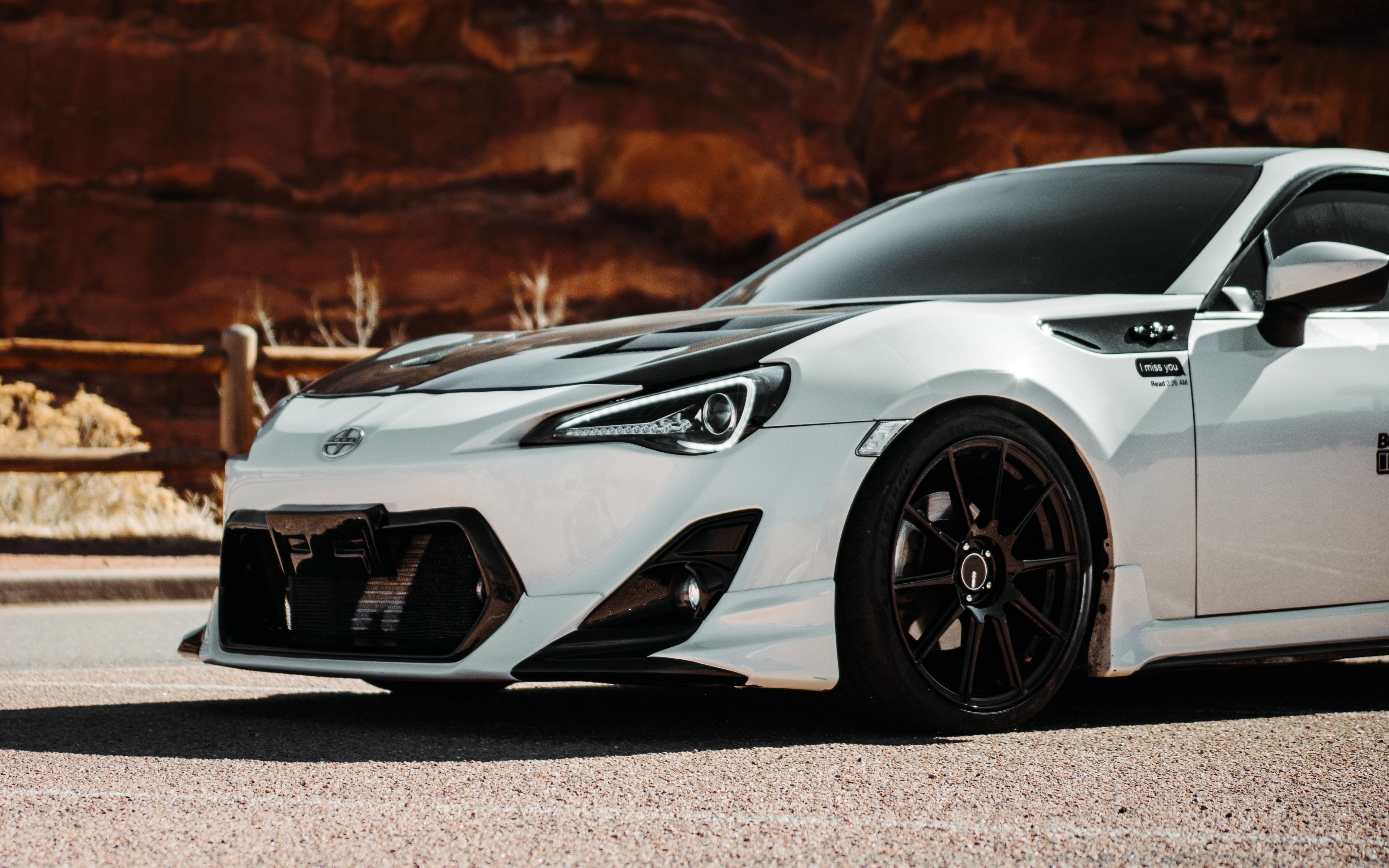 Download wallpaper 3840x2400 toyota gt86, toyota, car, white, road, rocks 4k ultra HD 16:10 HD background