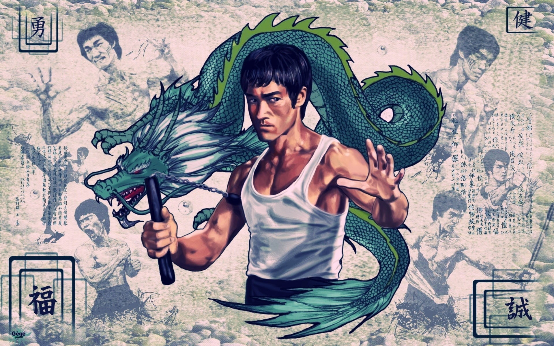 Wallpaper / 1080P, poster, chinese, vintage, lee, bruce, dragons free download