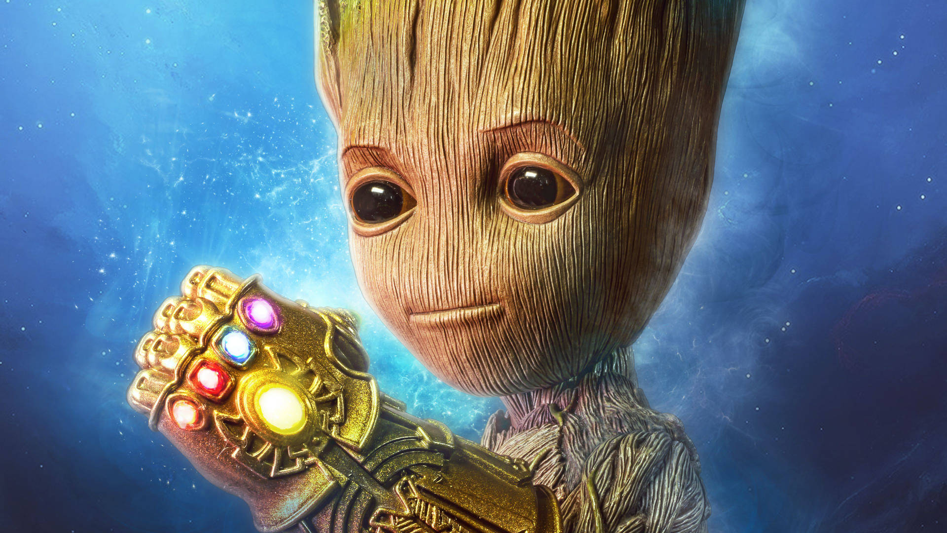 Download Groot With The Infinity Gauntlet Wallpaper